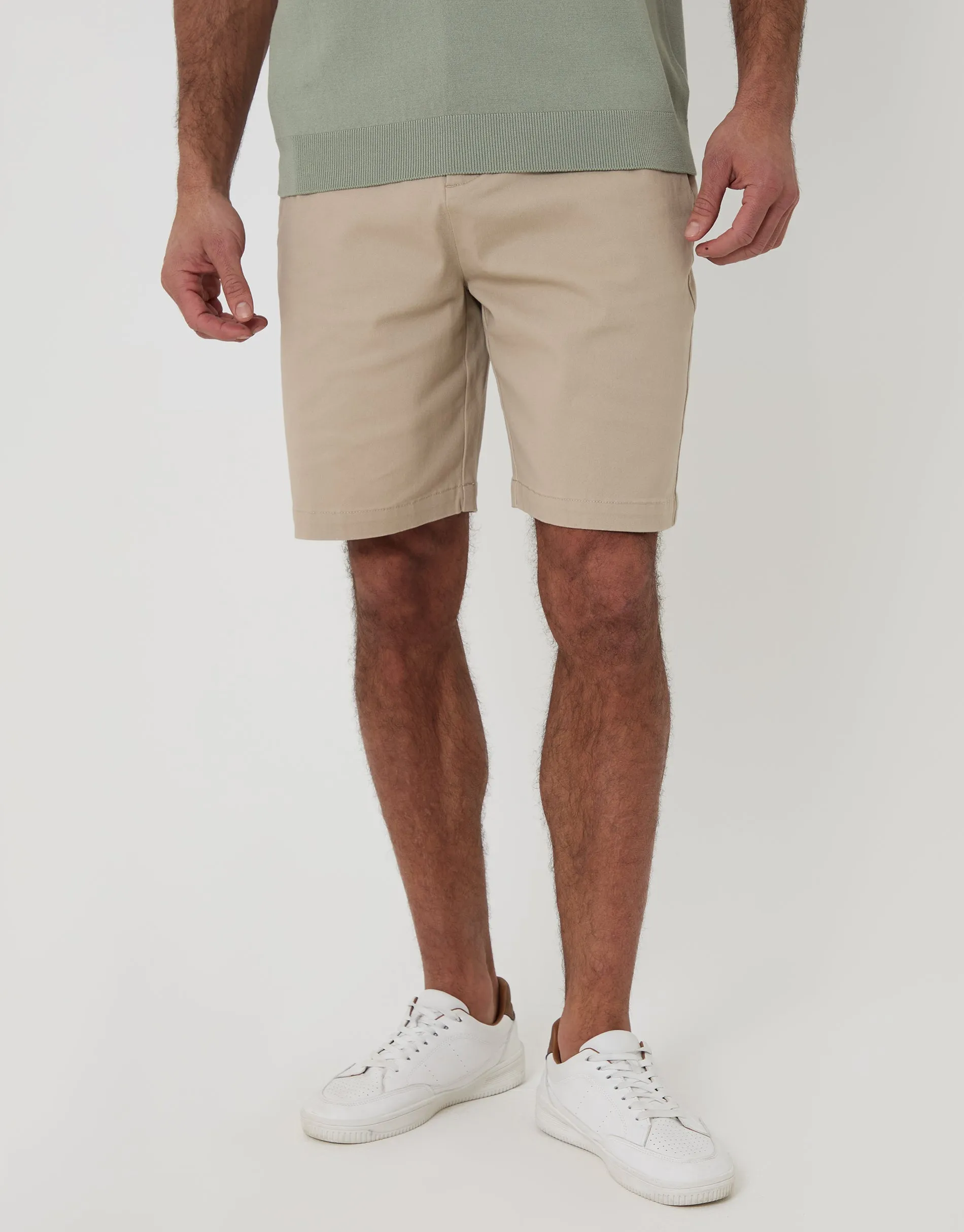 Stone Regular Fit Stretch 3 Pocket Chino Shorts sold by Threadbare