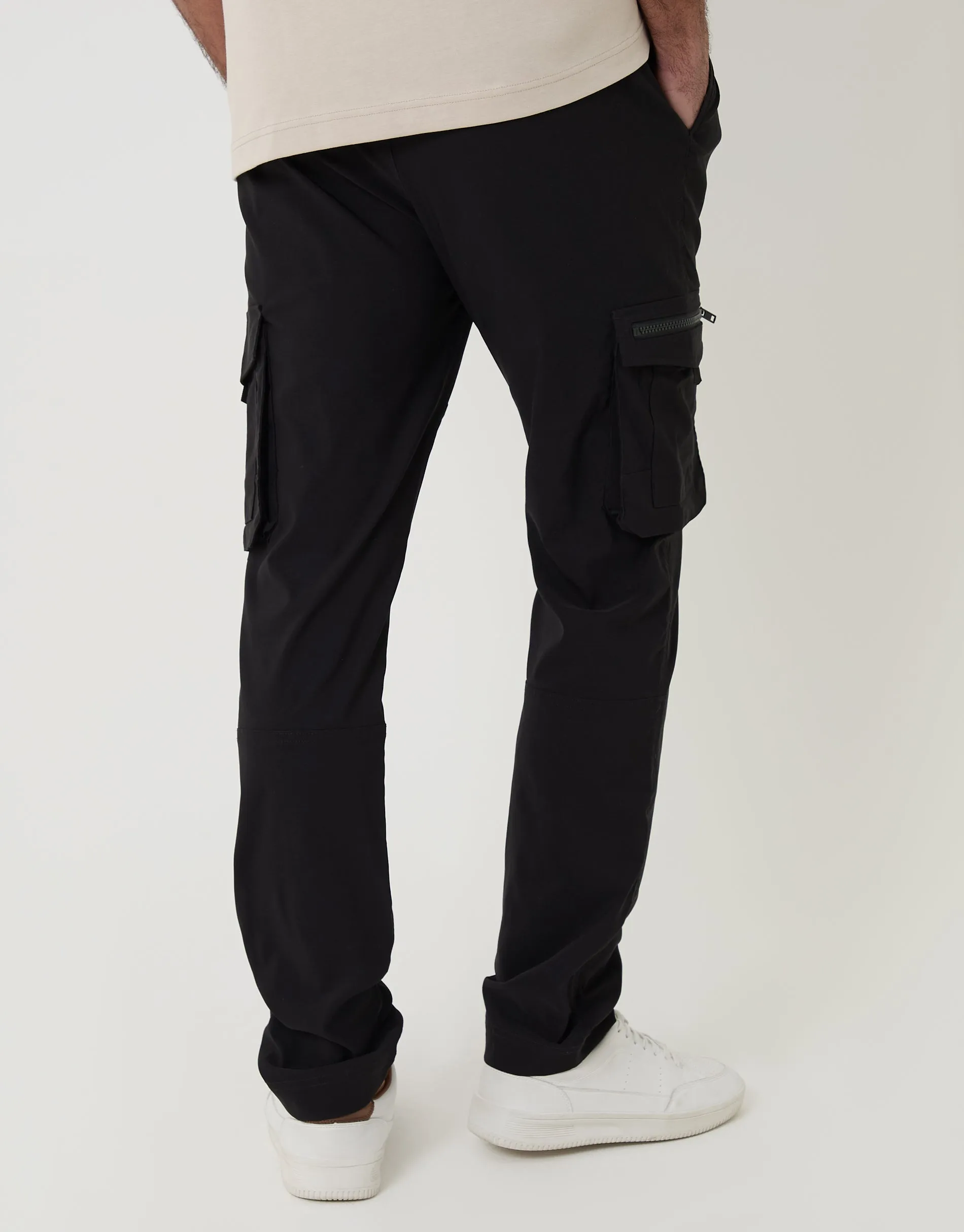 Slim Fit Stretch Cargo Trousers in Black sold by Threadbare product image thumbnail 2