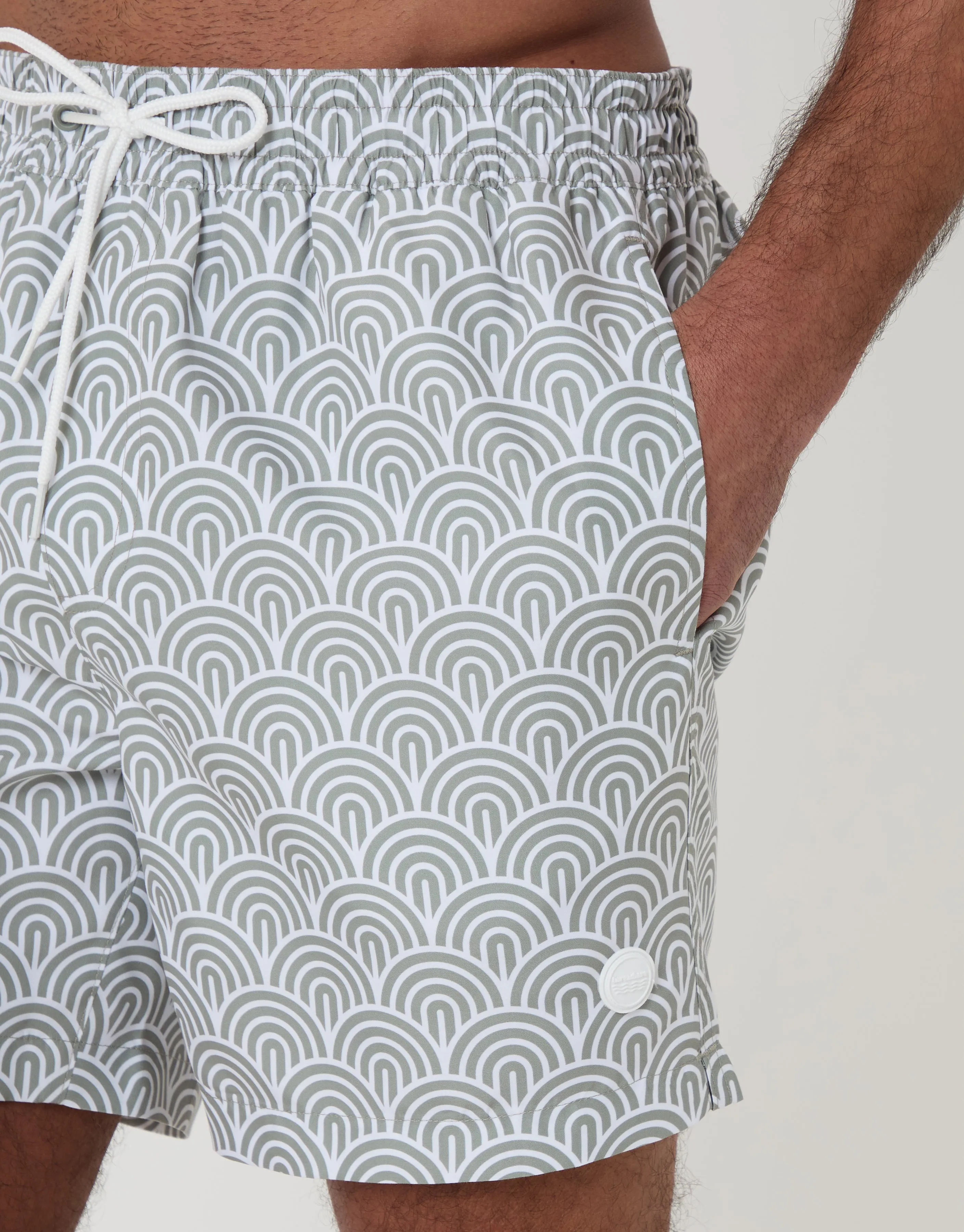 2 Pack Sage Green Geo Arch Print Quick Dry Swim Shorts sold by Threadbare product image thumbnail 5