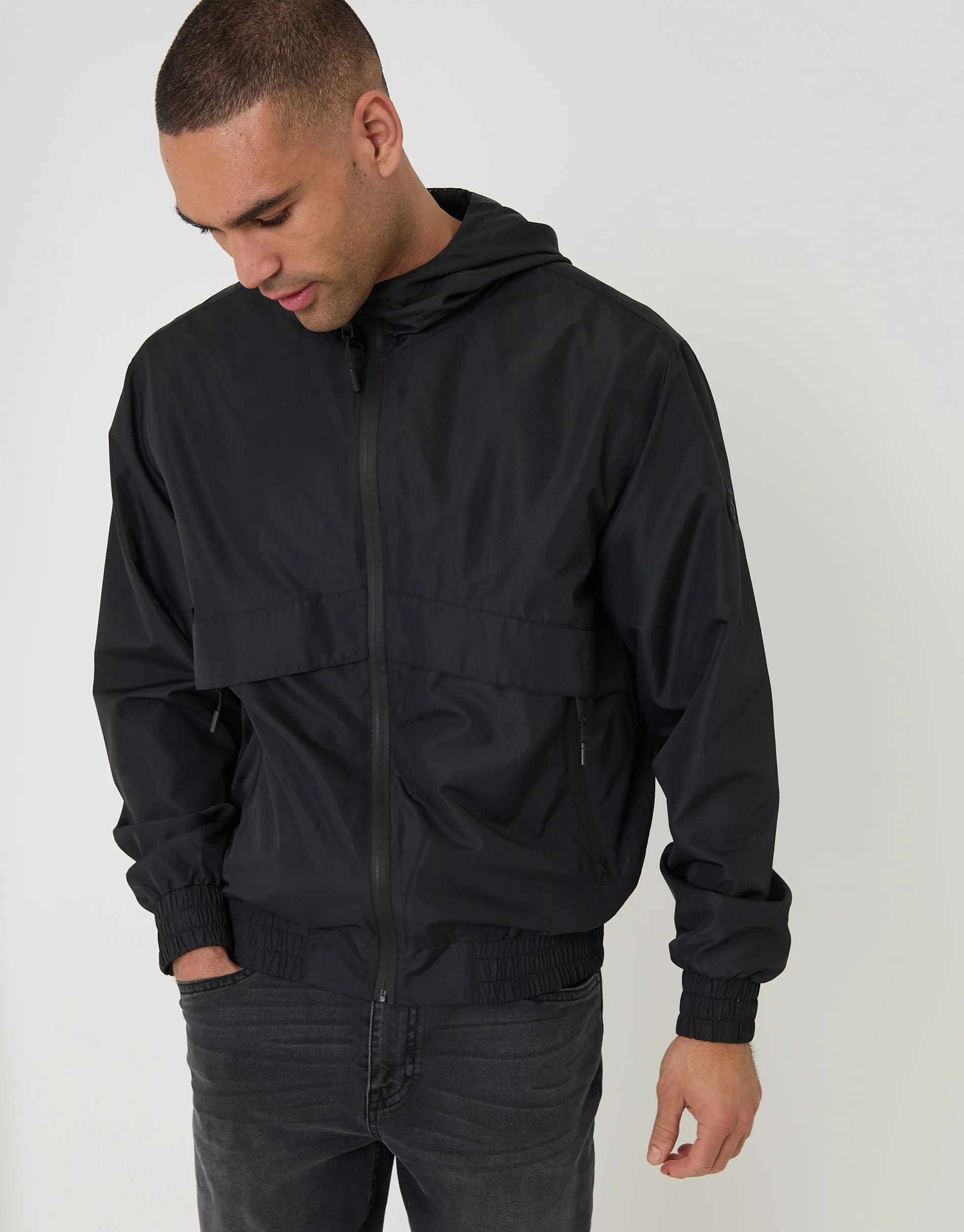 Lightweight Hooded Jacket in Black sold by Threadbare product image thumbnail 5