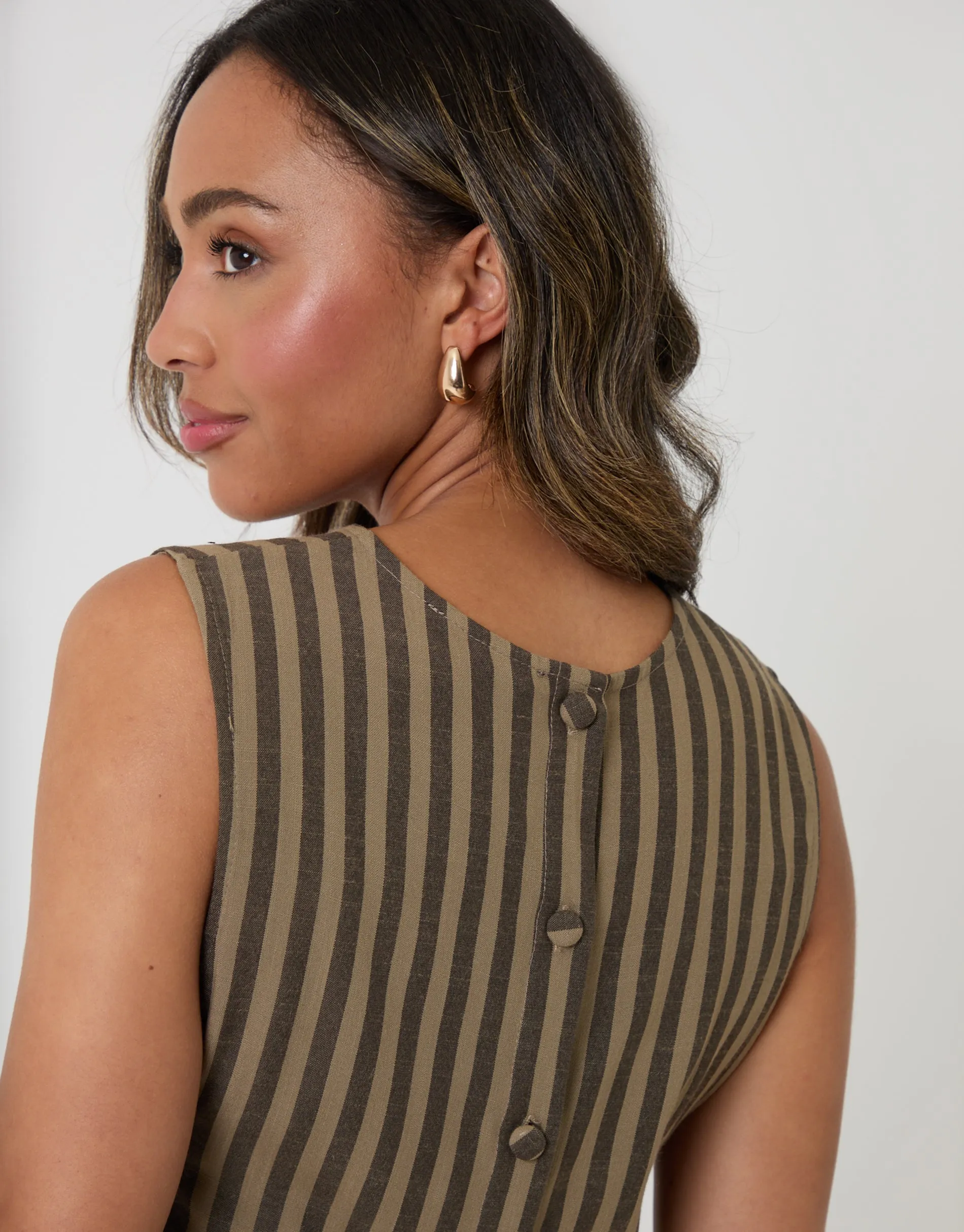 Shell Top in Chocolate Brown Stripe sold by Threadbare product image thumbnail 5