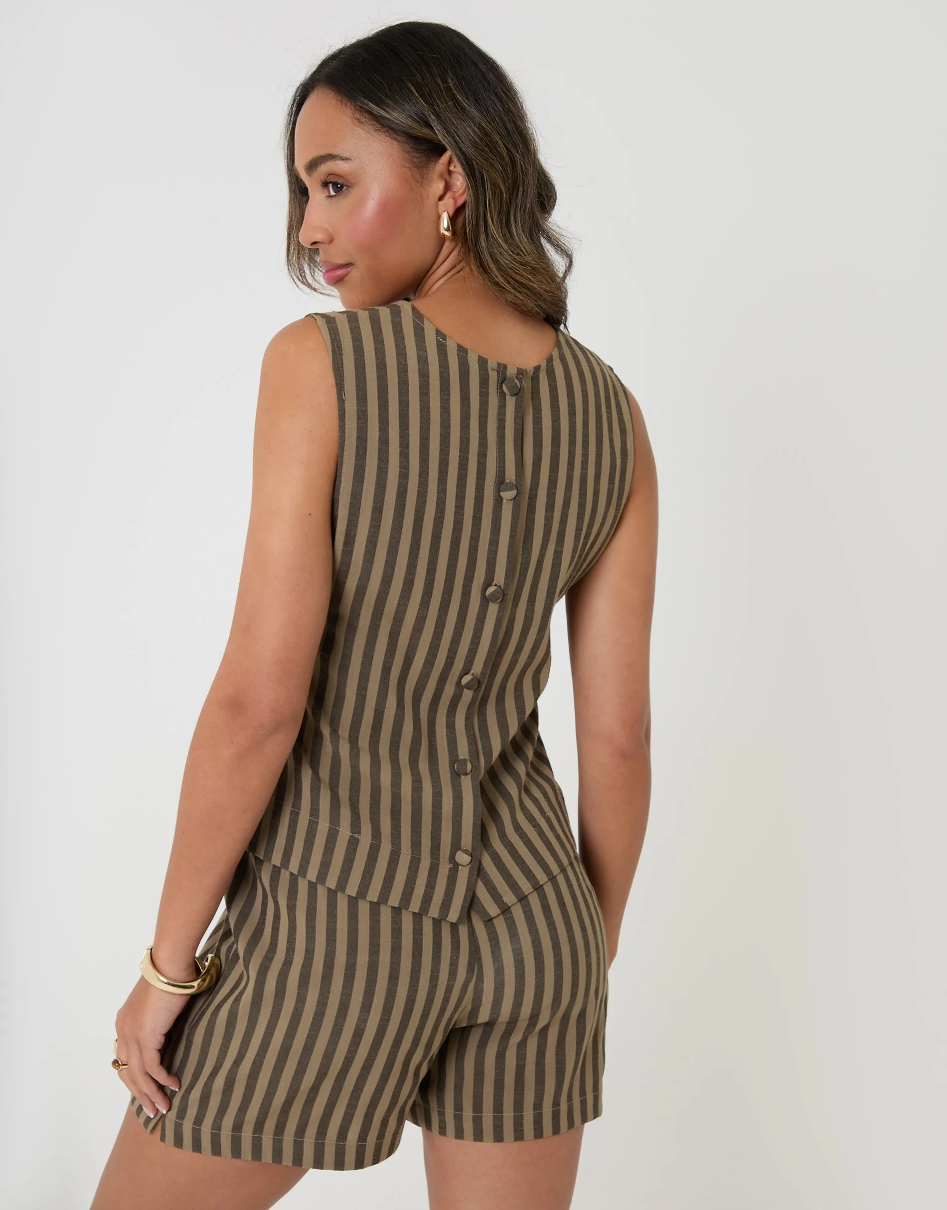 Shell Top in Chocolate Brown Stripe sold by Threadbare product image thumbnail 2