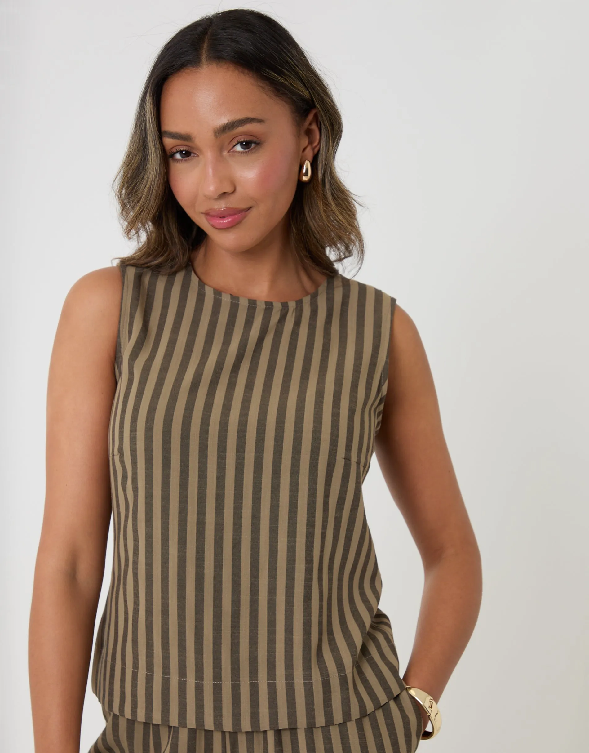 Shell Top in Chocolate Brown Stripe sold by Threadbare product image thumbnail 4