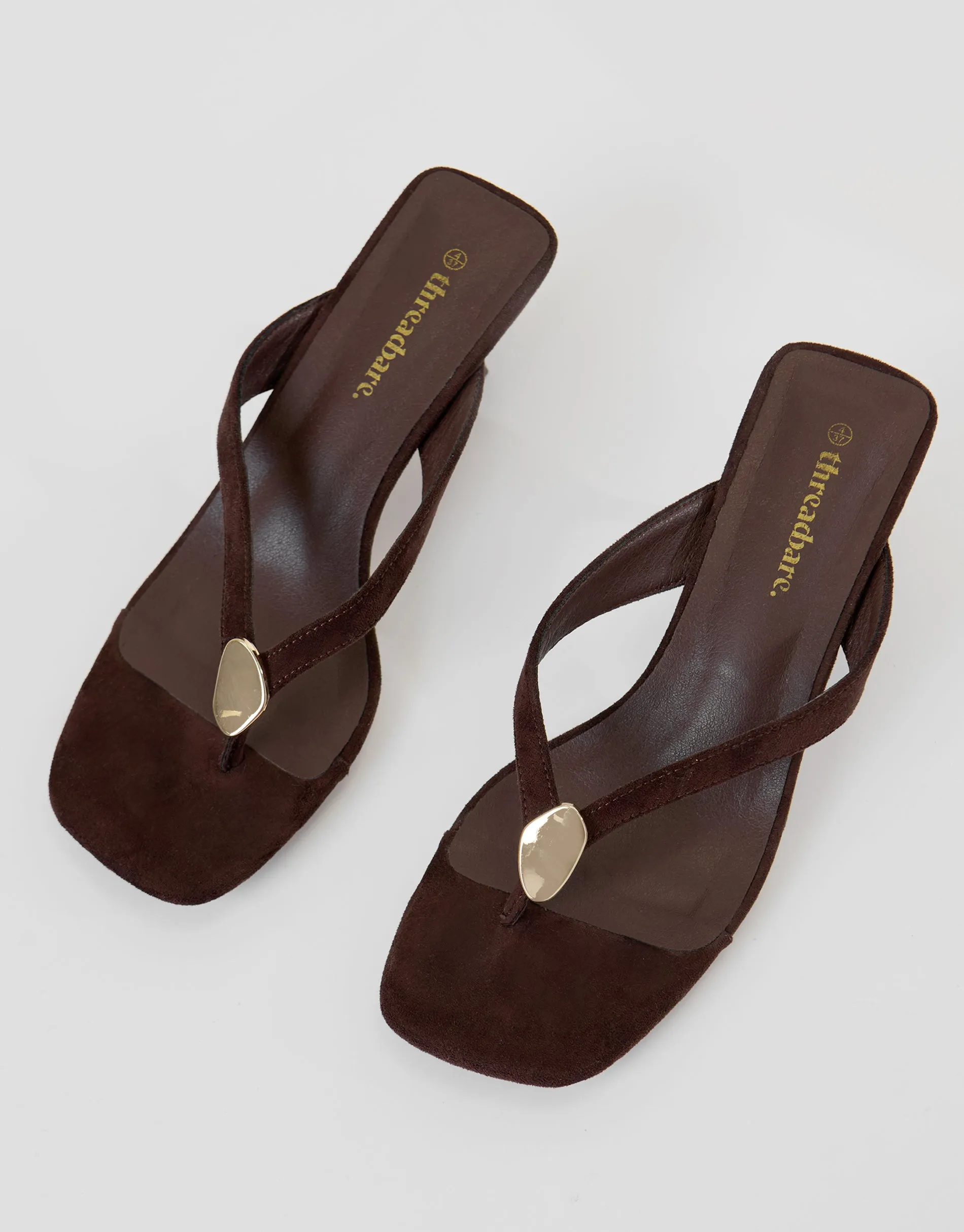 Chocolate Brown Toe Post Kitten Heels sold by Threadbare product image thumbnail 3