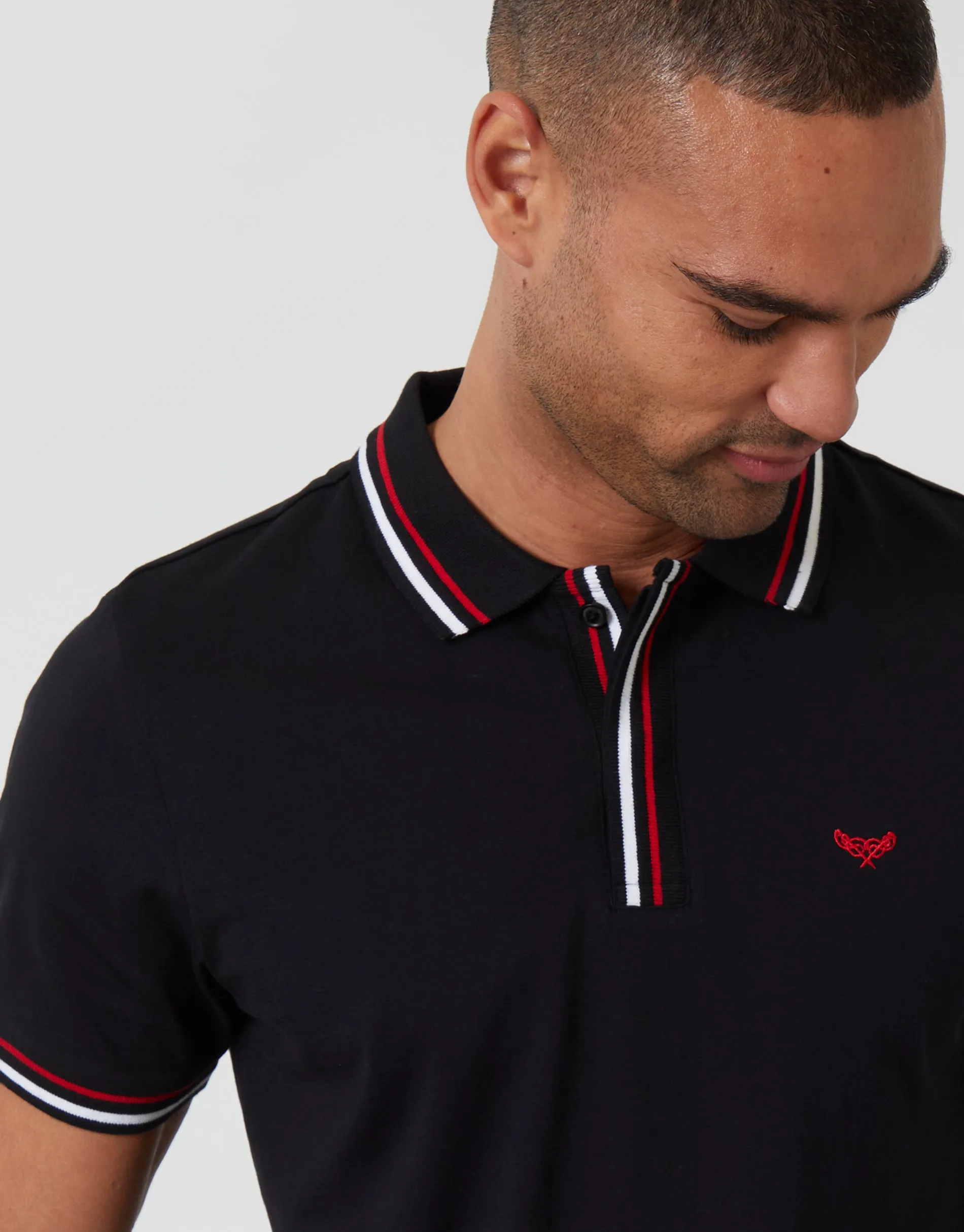 Black Contrast Tipping Hidden Placket Polo Shirt sold by Threadbare product image thumbnail 4