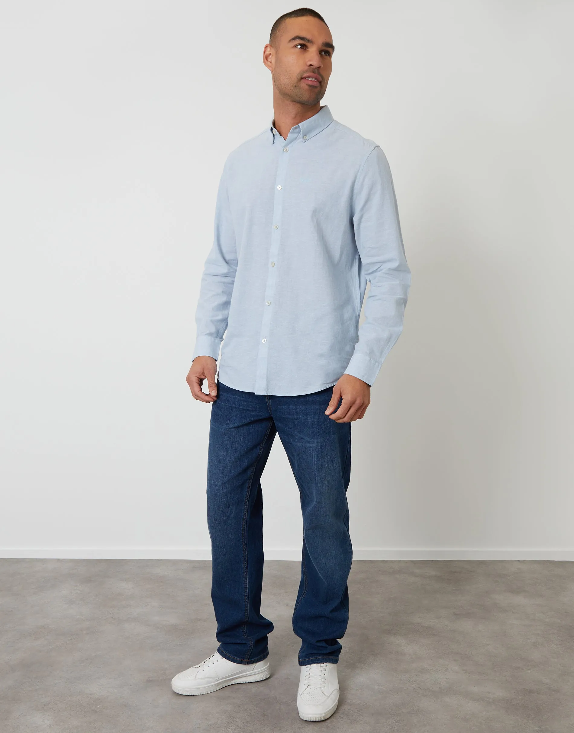 Long Sleeve Linen Blend Shirt in Dusky Blue sold by Threadbare product image thumbnail 3