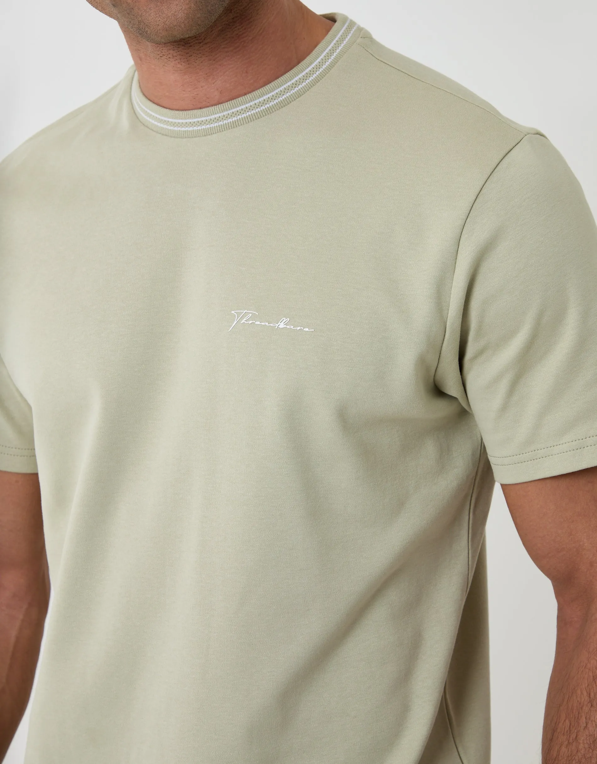 Sage Green Cotton Crew Neck Script T-Shirt sold by Threadbare product image thumbnail 4