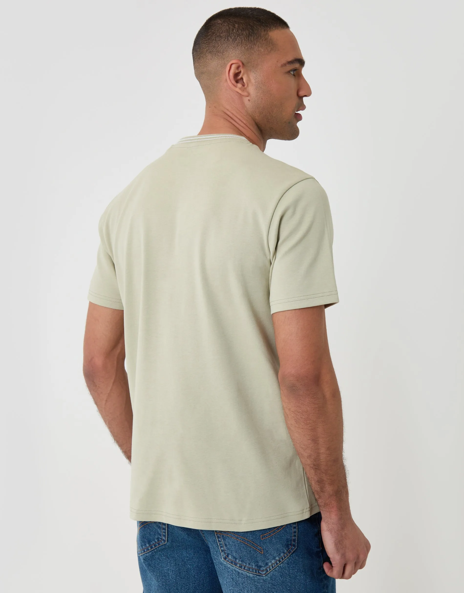 Sage Green Cotton Crew Neck Script T-Shirt sold by Threadbare product image thumbnail 2