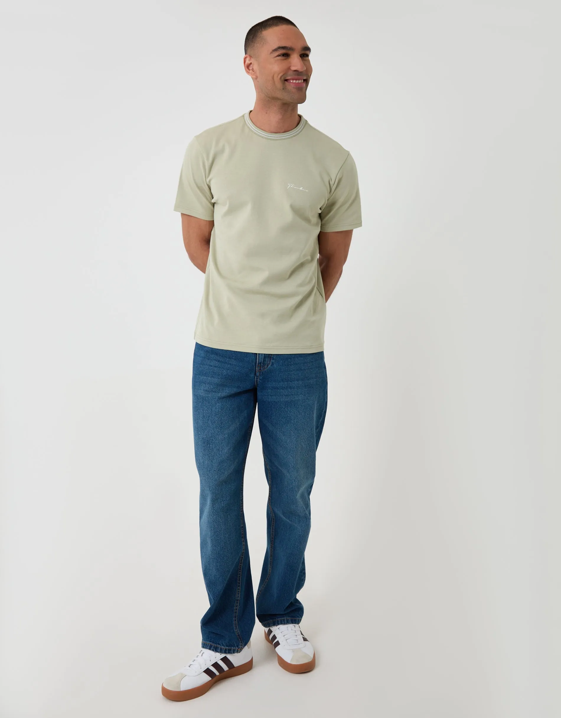 Sage Green Cotton Crew Neck Script T-Shirt sold by Threadbare product image thumbnail 3