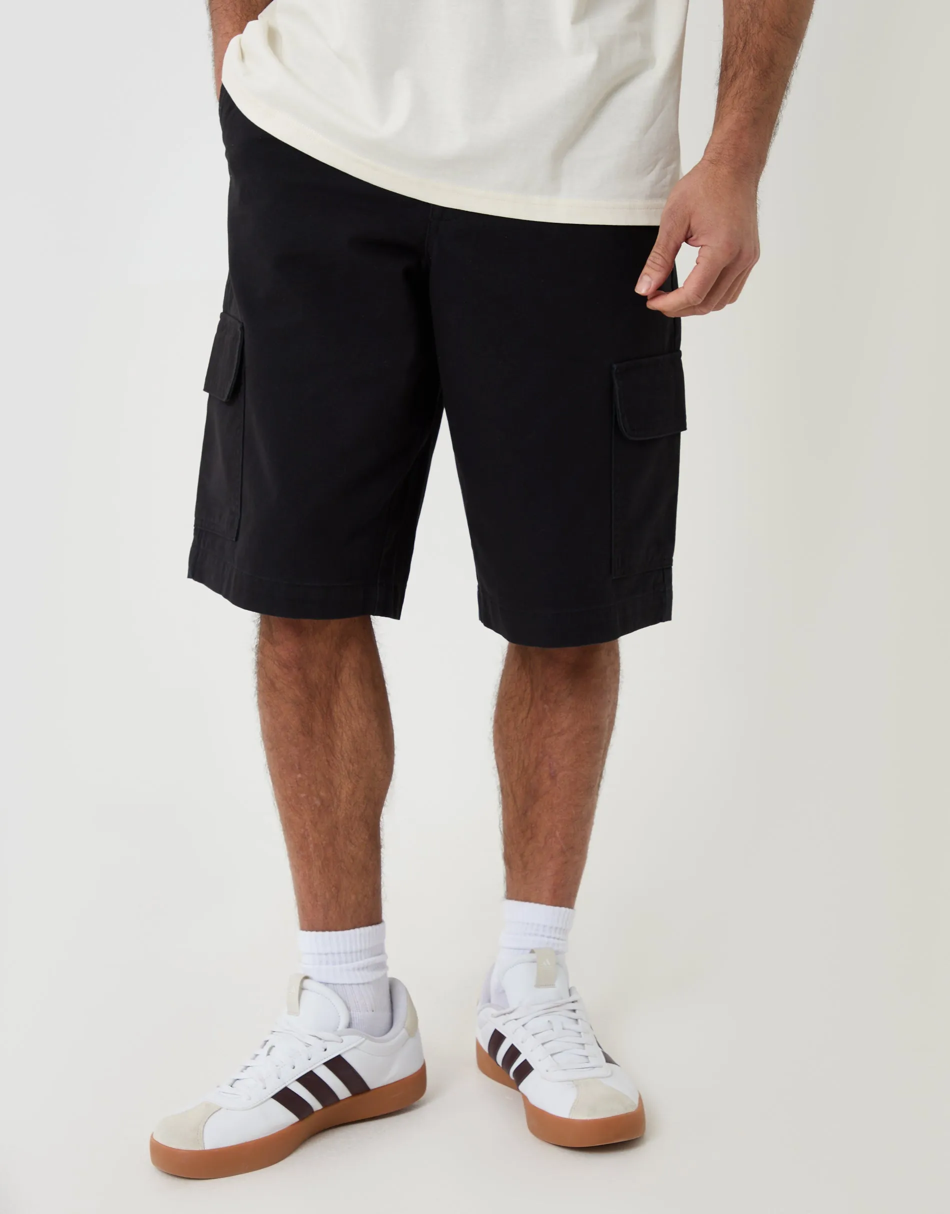 Baggy Fit Cotton Cargo Shorts in Black sold by Threadbare product image thumbnail 3