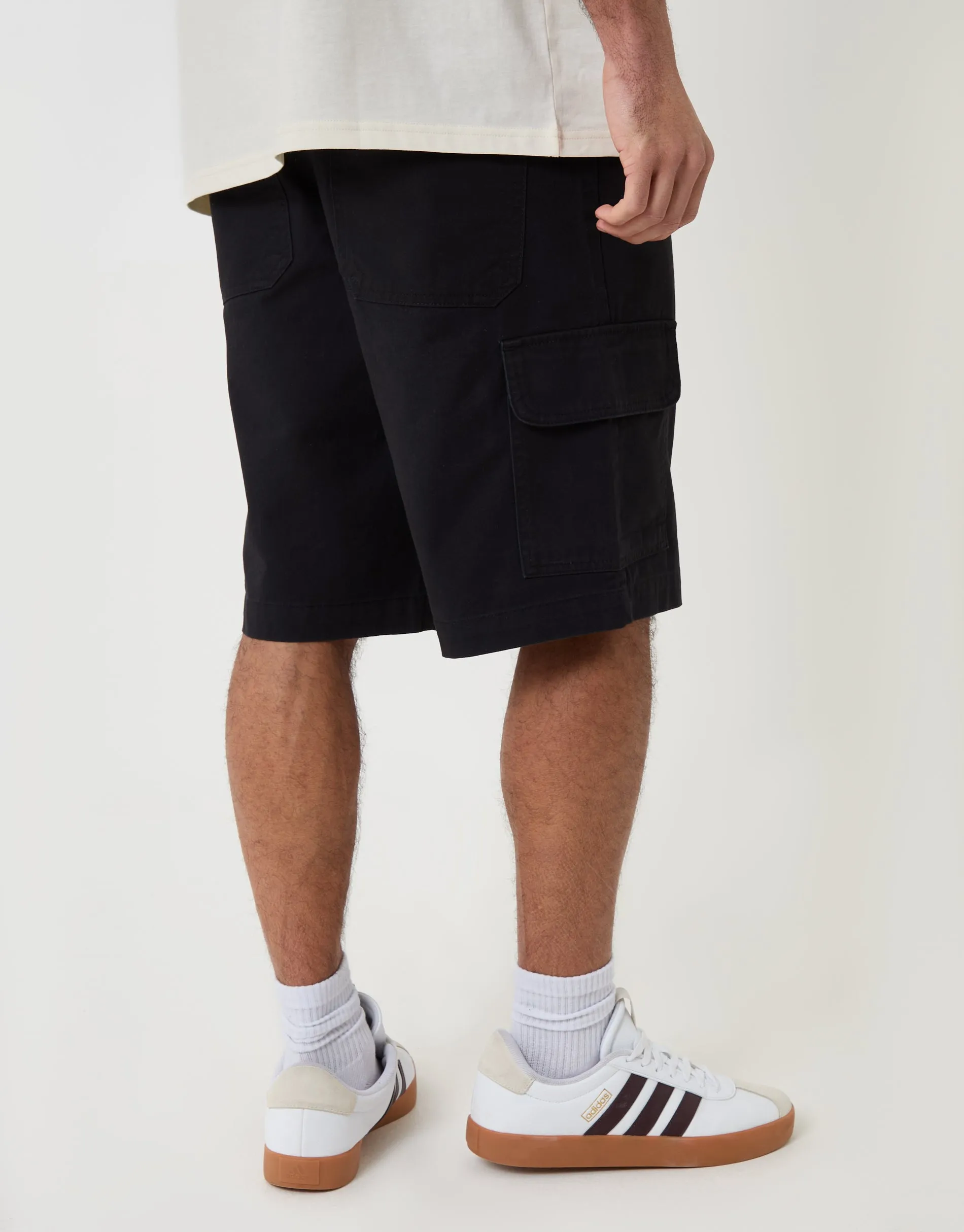 Baggy Fit Cotton Cargo Shorts in Black sold by Threadbare product image thumbnail 4