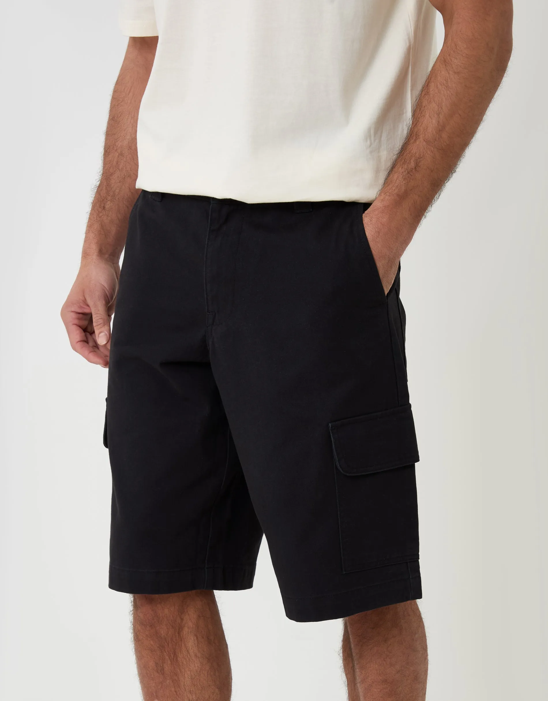 Baggy Fit Cotton Cargo Shorts in Black sold by Threadbare product image thumbnail 2
