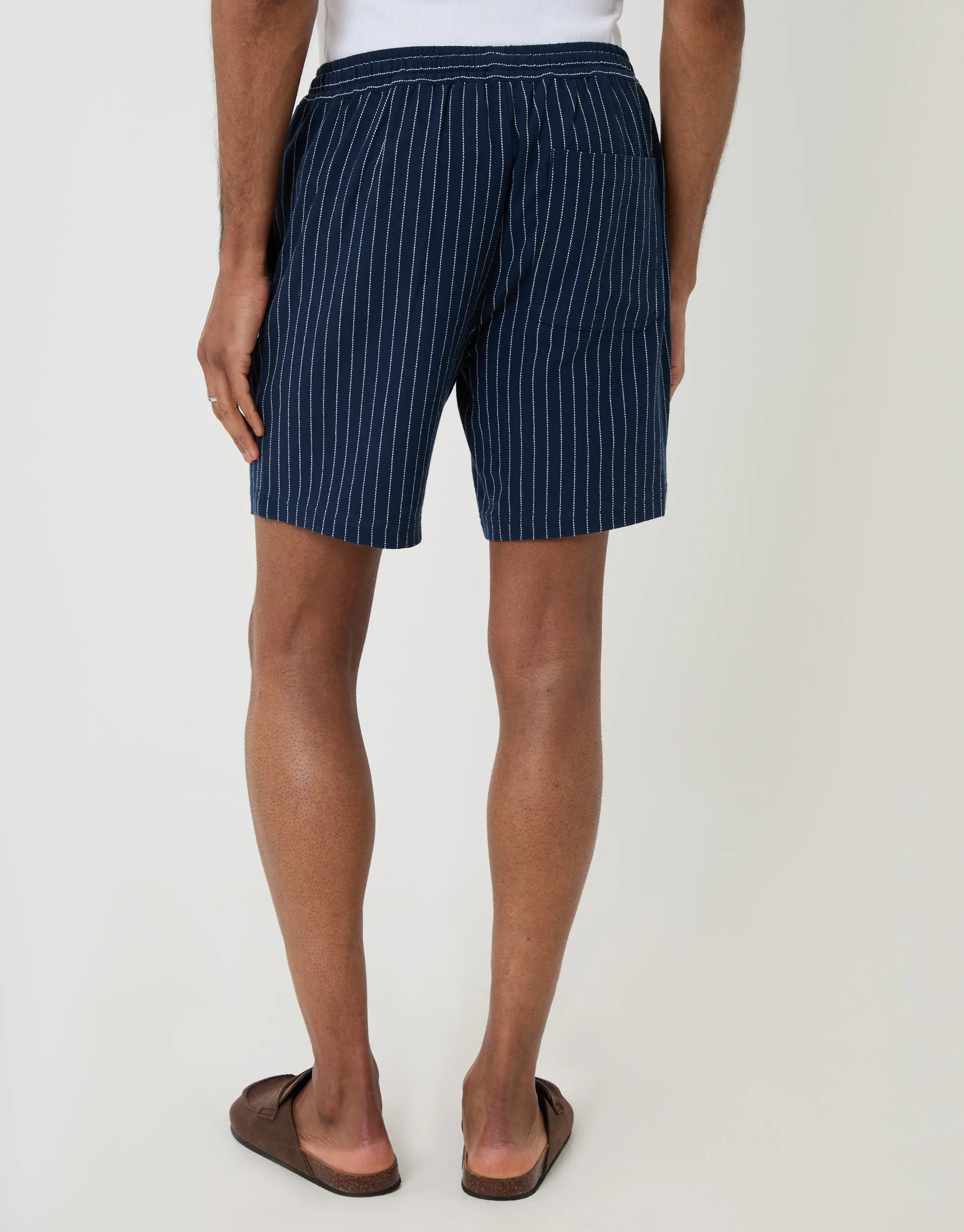 Navy Shorter Length Stripe Cotton Shorts sold by Threadbare product image thumbnail 3