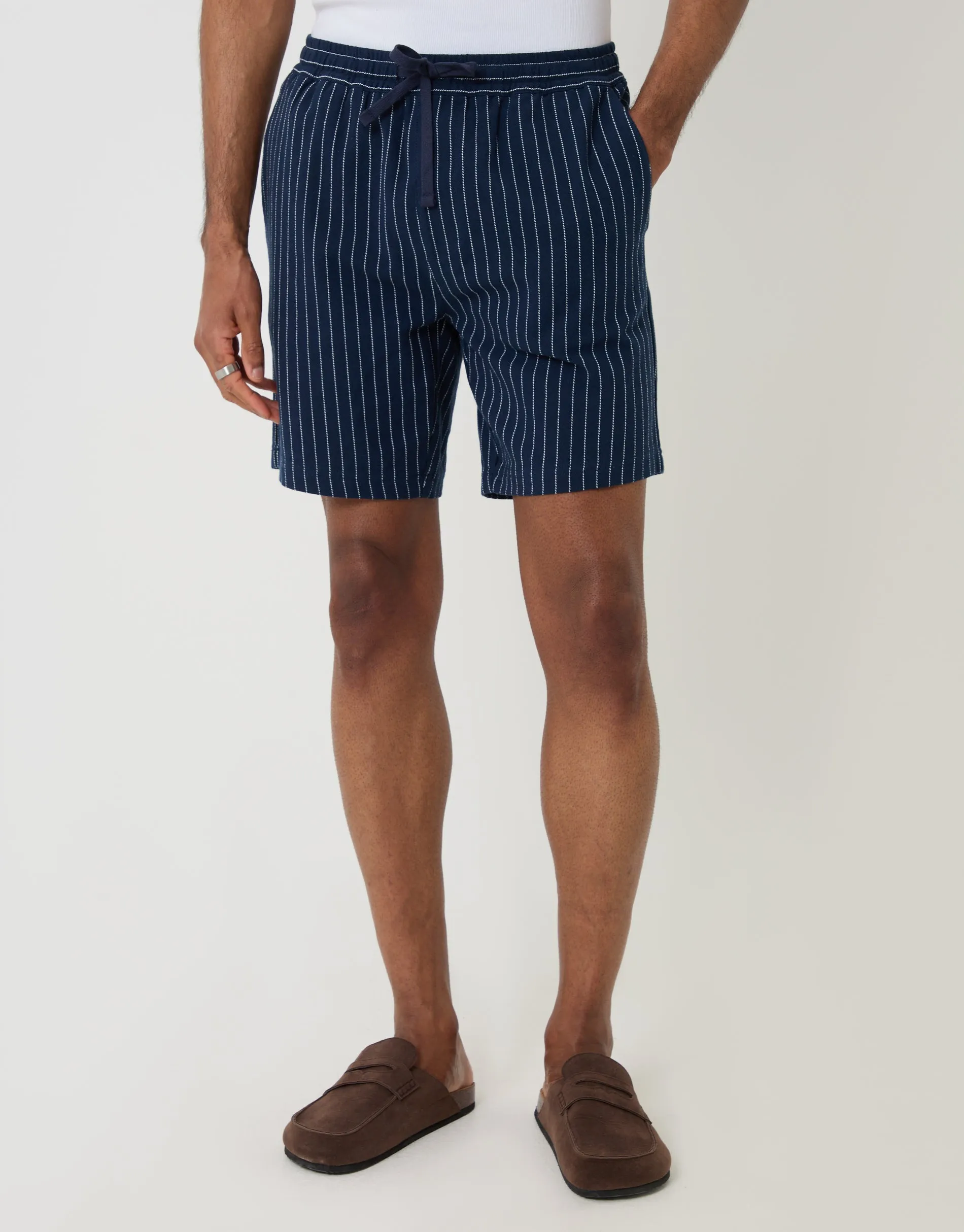 Navy Shorter Length Stripe Cotton Shorts sold by Threadbare product image thumbnail 2