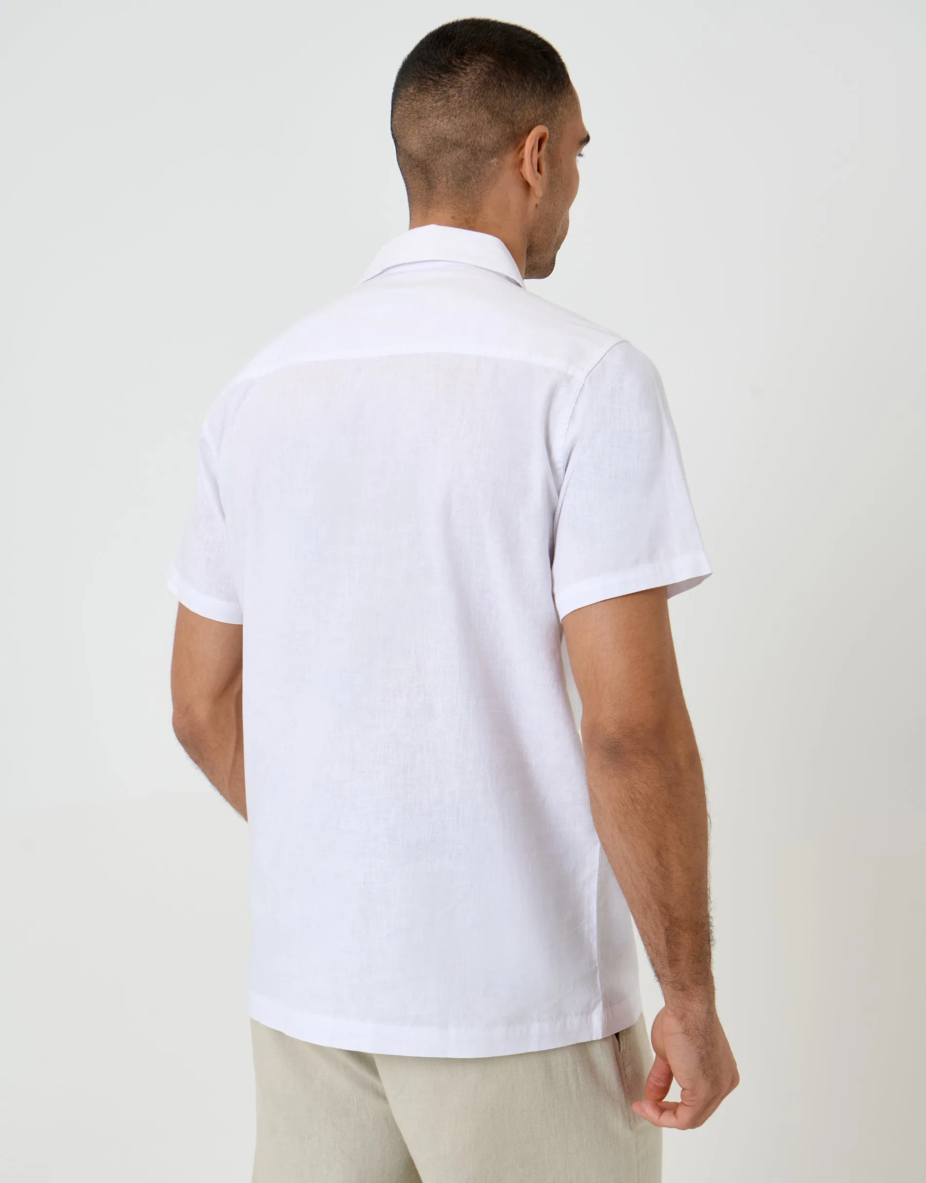 Linen Cotton Blend Short Sleeve Shirt in White sold by Threadbare product image thumbnail 2