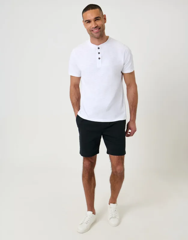 Black Shorter Length Elasticated Waist Stretch Chino Shorts made by Threadbare