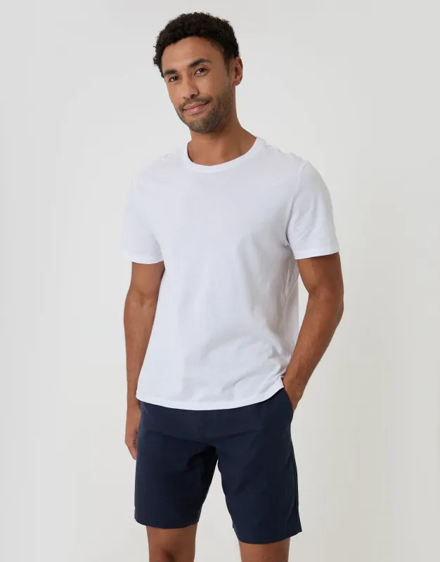 Regular Fit Linen Blend Shorts with Belt in Navy made by Threadbare