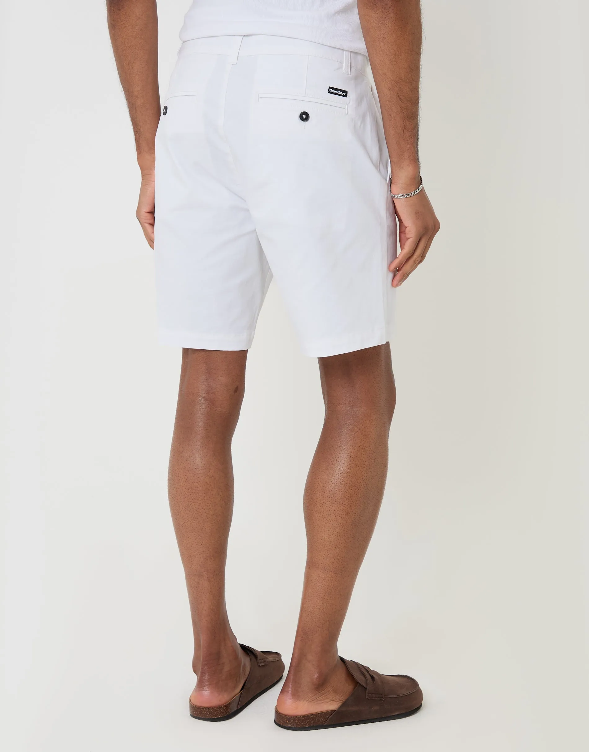 White Regular Fit Stretch Chino Shorts sold by Threadbare product image thumbnail 4