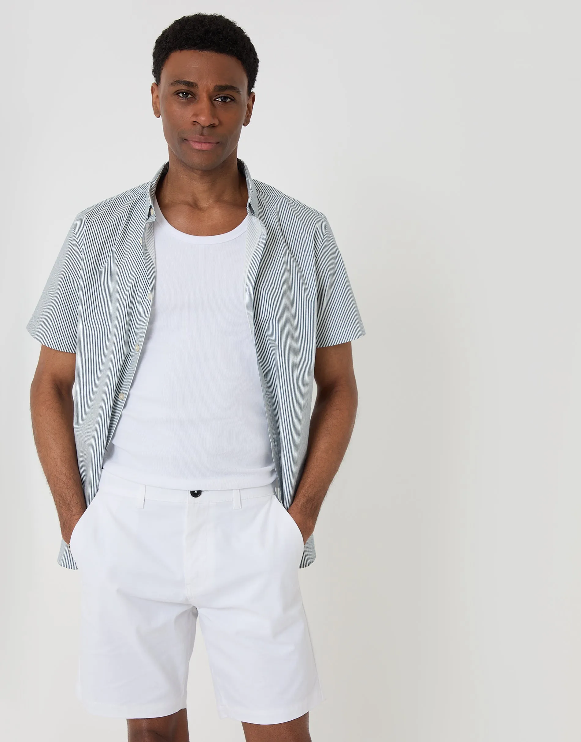 White Regular Fit Stretch Chino Shorts sold by Threadbare