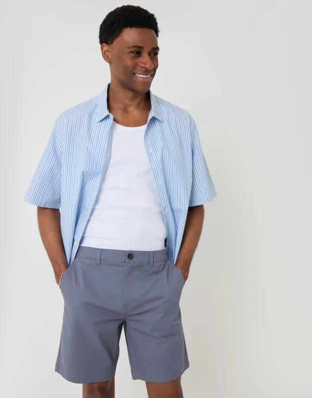 Denim Blue Regular Fit Stretch Chino Shorts made by Threadbare