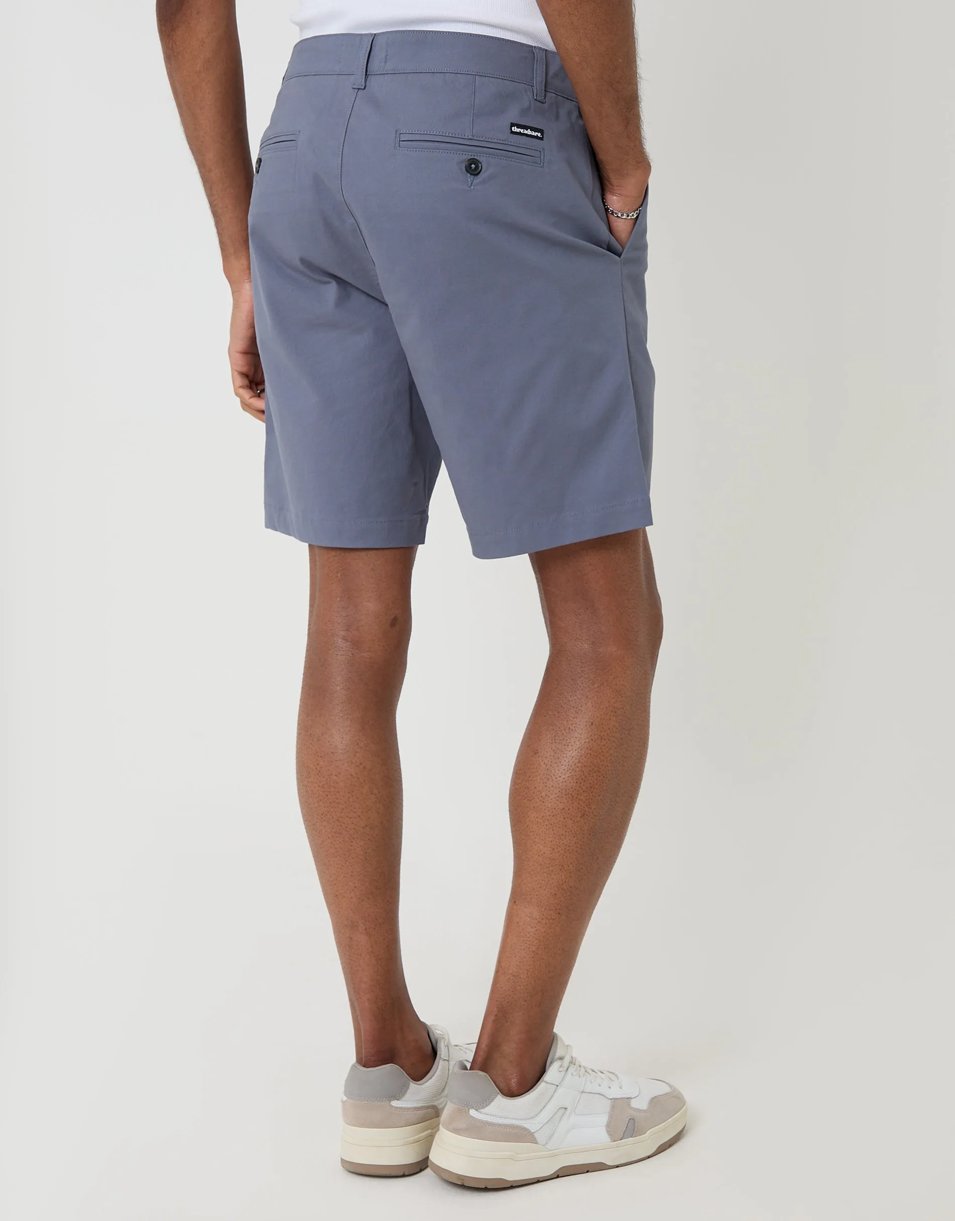 Denim Blue Regular Fit Stretch Chino Shorts sold by Threadbare product image thumbnail 4