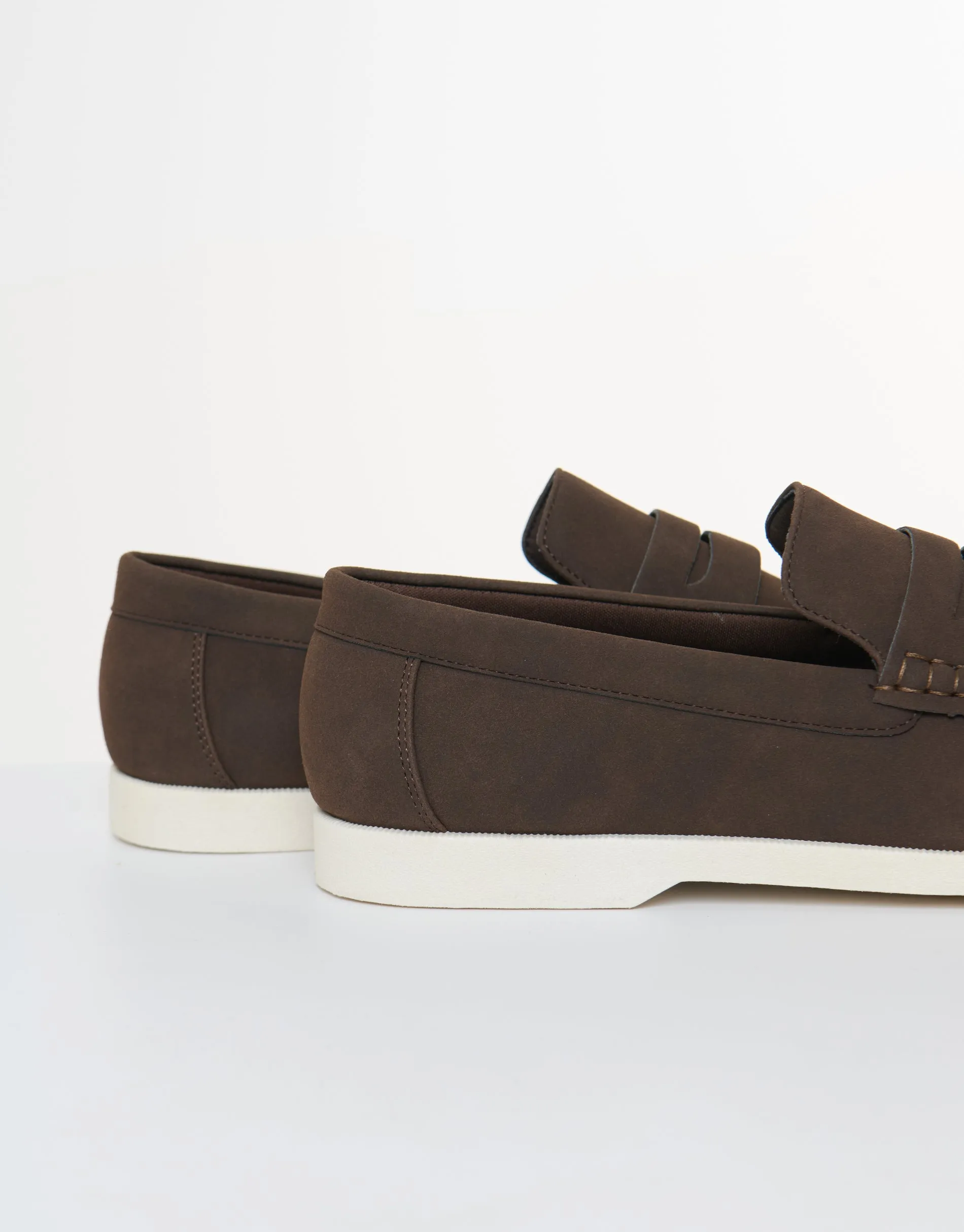 Faux Suede Penny Loafers in Brown sold by Threadbare product image thumbnail 3
