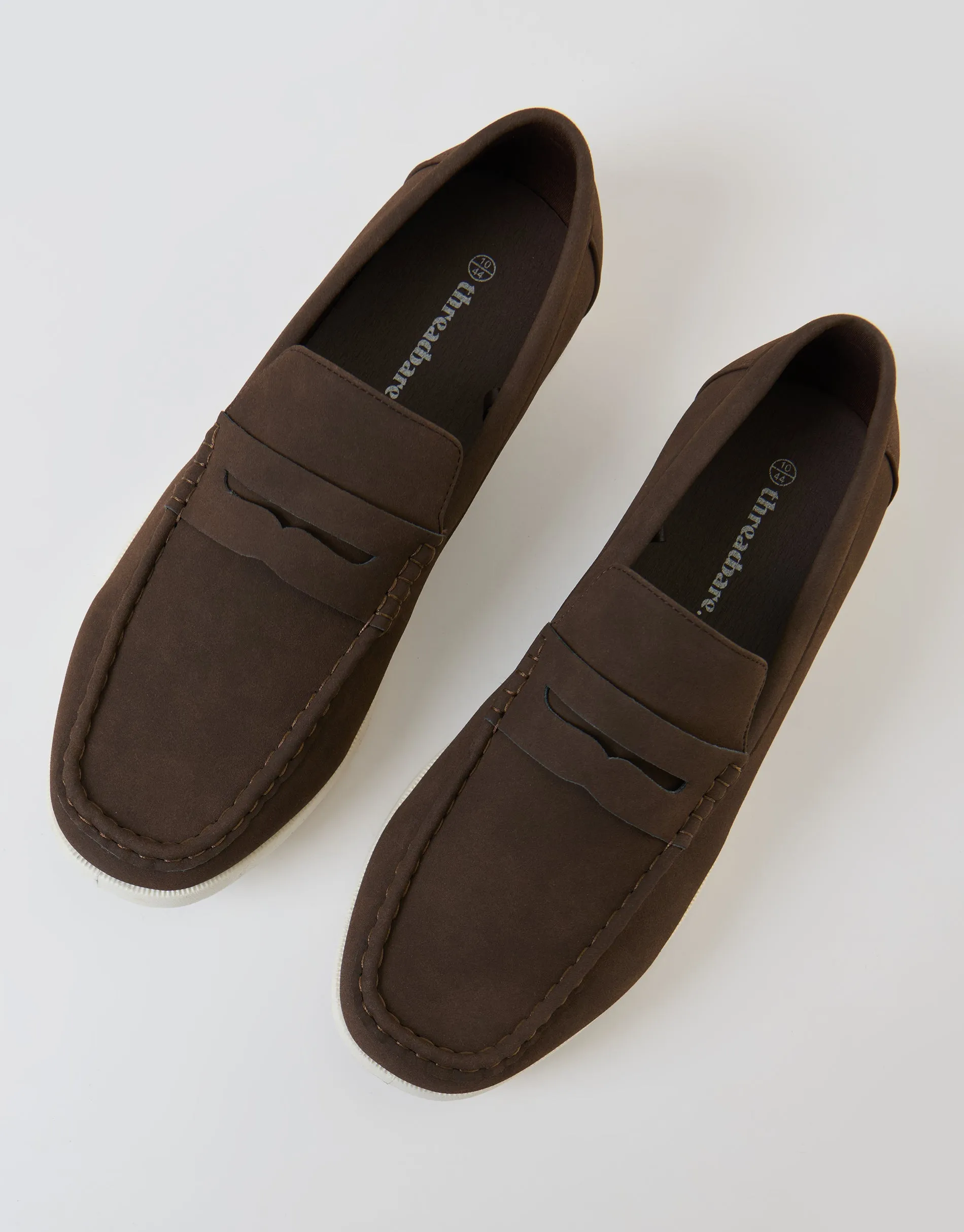 Faux Suede Penny Loafers in Brown sold by Threadbare product image thumbnail 2