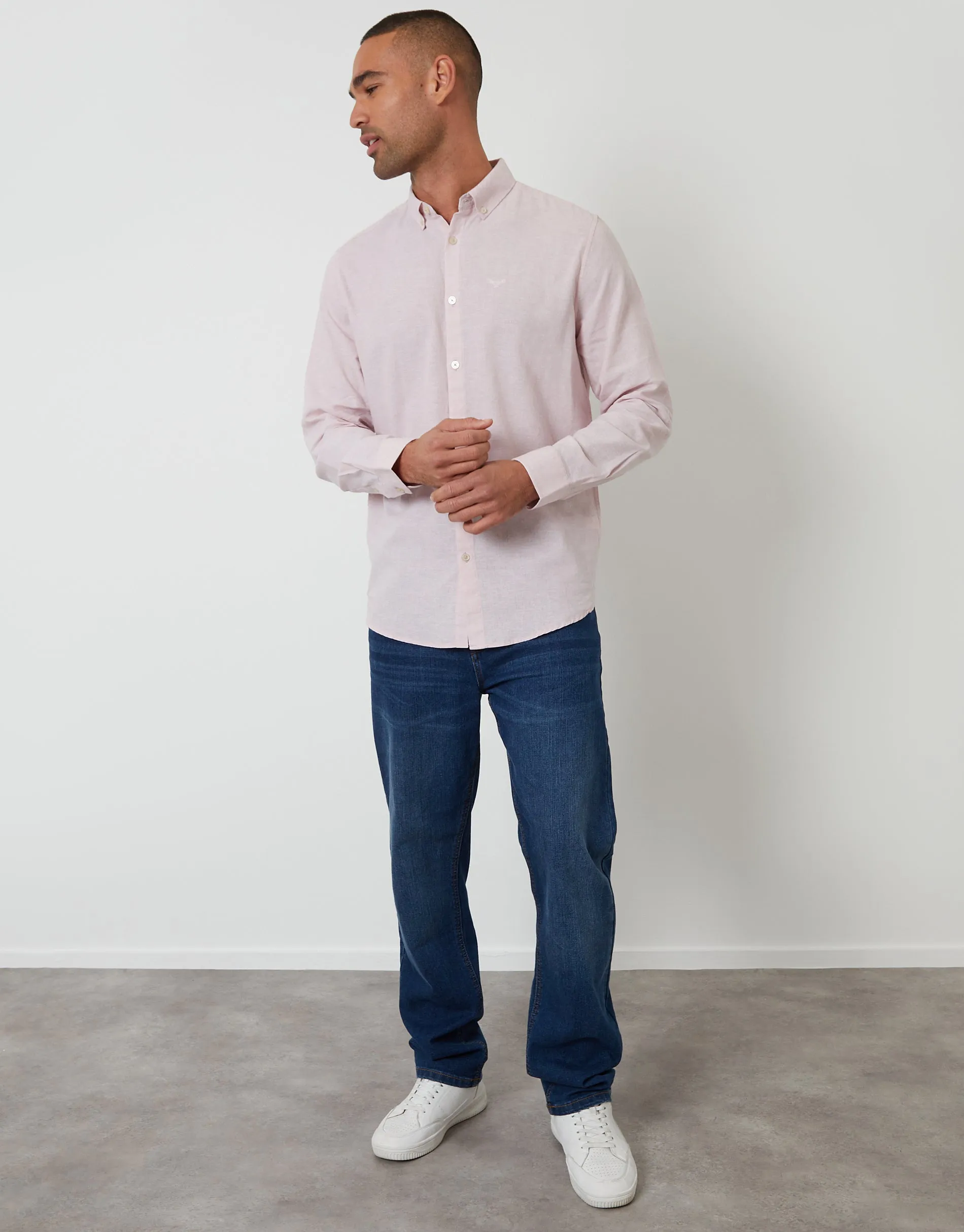 Long Sleeve Linen Blend Shirt in Pink sold by Threadbare product image thumbnail 3
