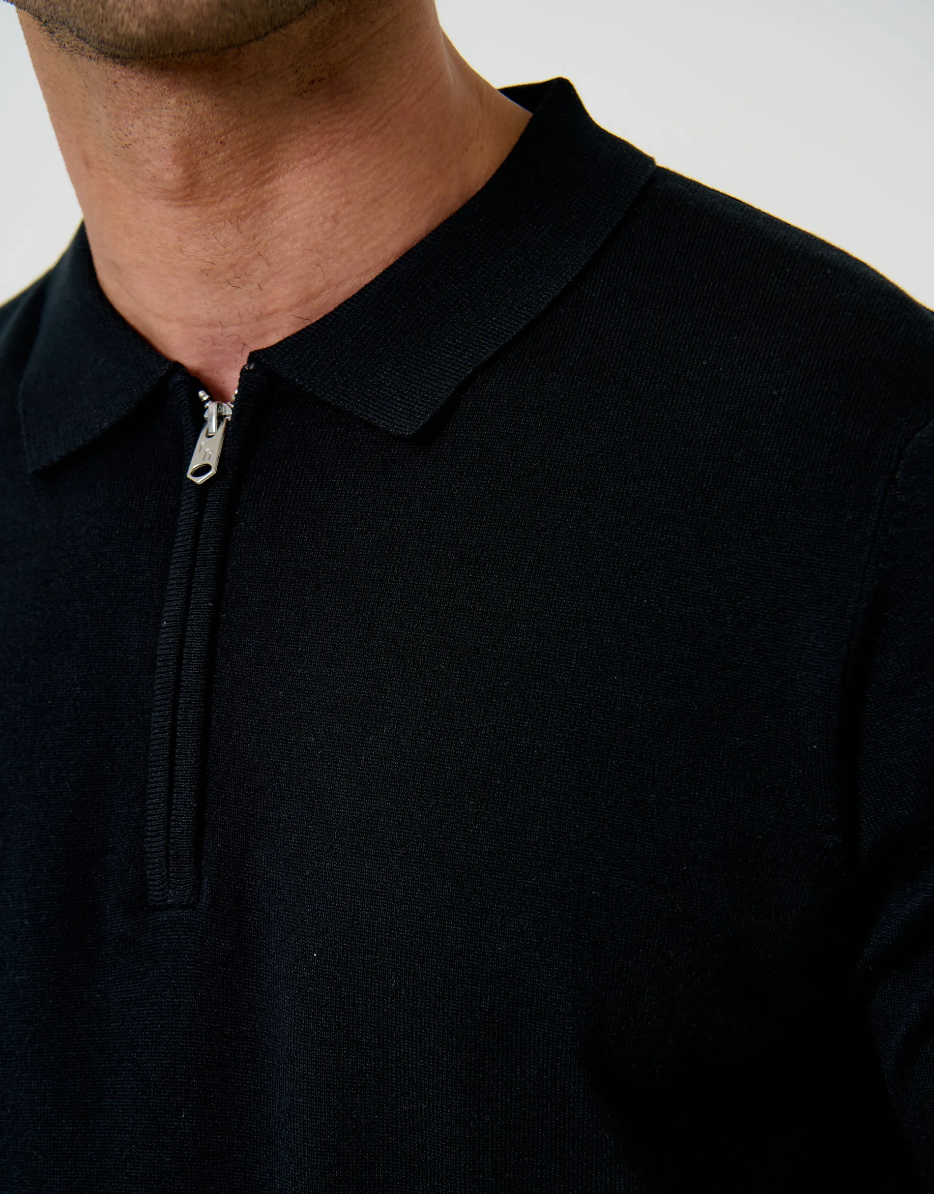 Black Quarter Zip Knitted Polo sold by Threadbare product image thumbnail 5