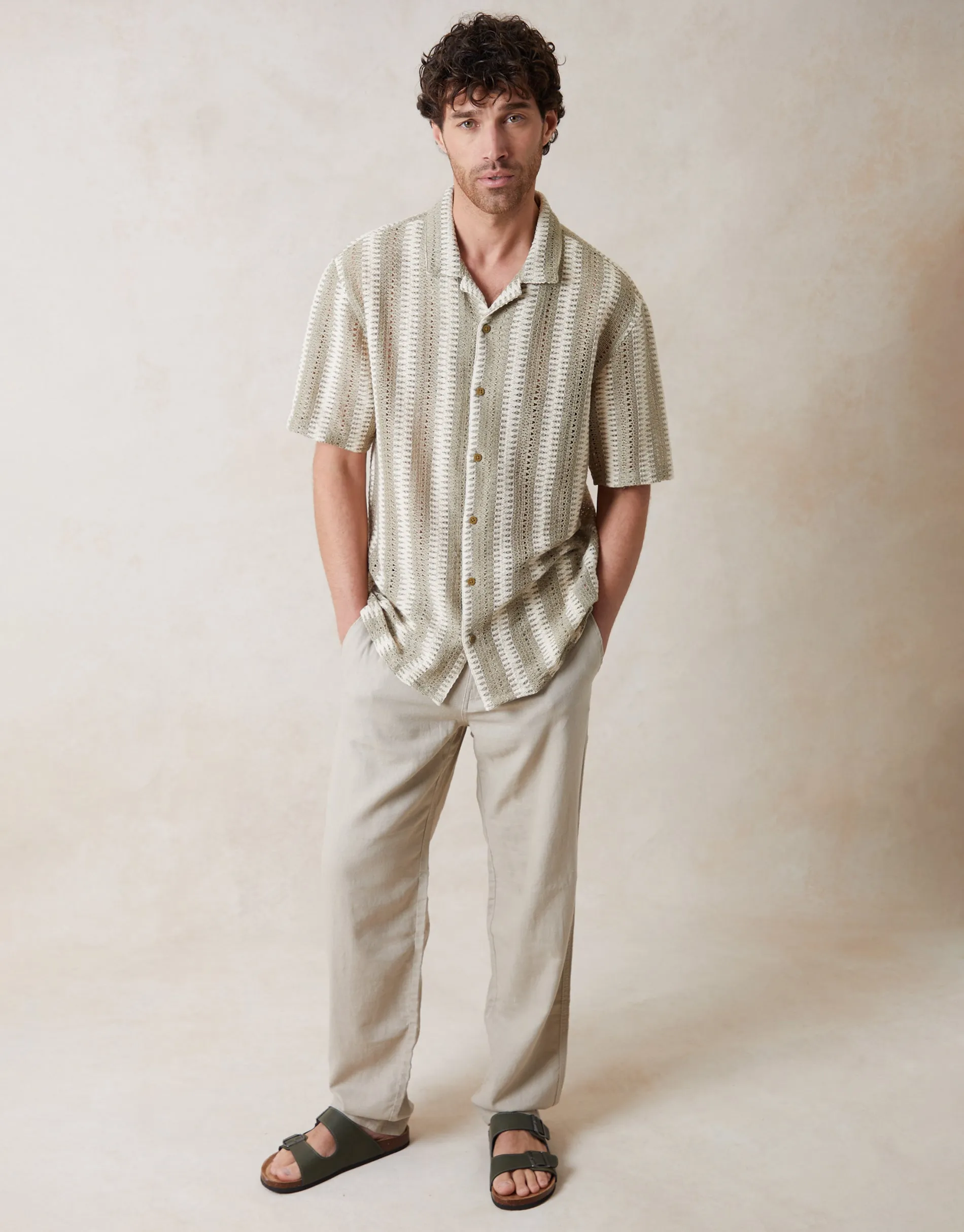 Relaxed Fit Short Sleeve Shirt in Dark Stone & Ecru sold by Threadbare product image thumbnail 4