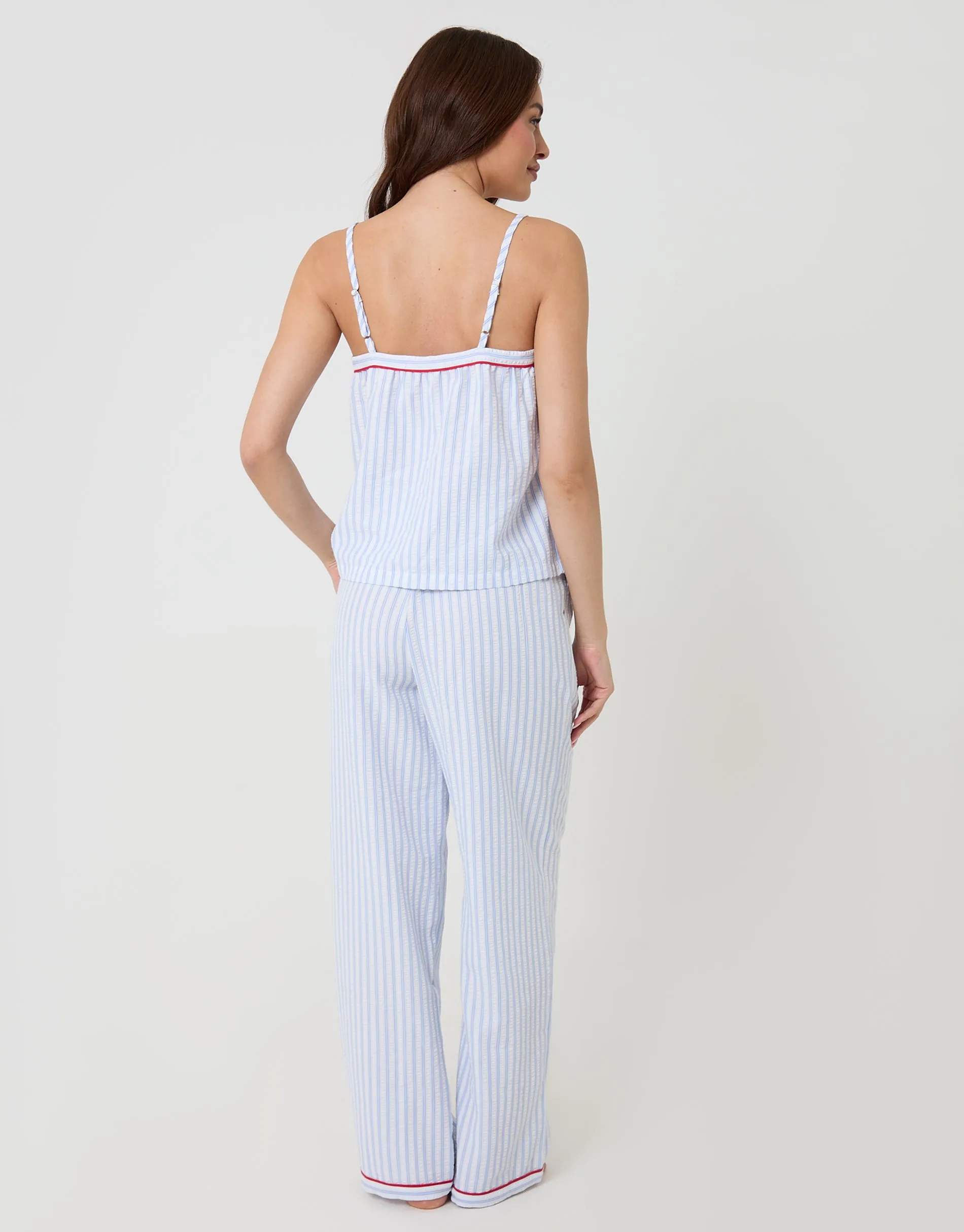Blue Stripe A-Line Cami Seersucker Pyjama Set sold by Threadbare product image thumbnail 3