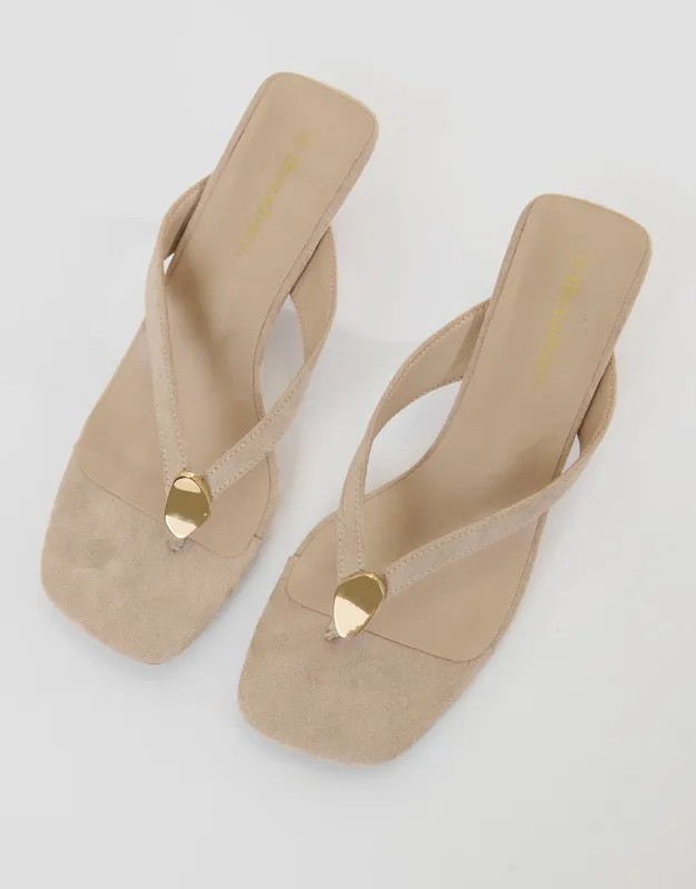 Ecru Toe Post Kitten Heels made by Threadbare