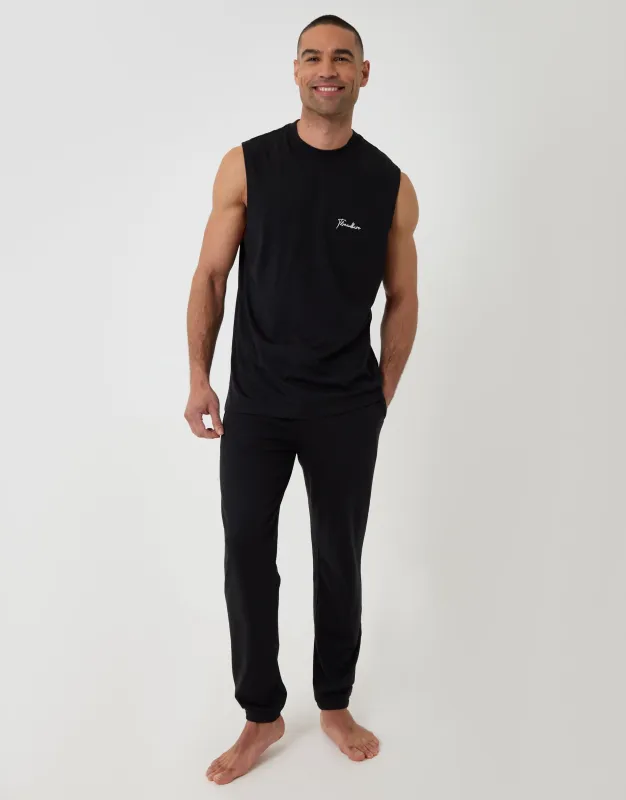 Black Relaxed Fit Sleeveless Lounge Set made by Threadbare