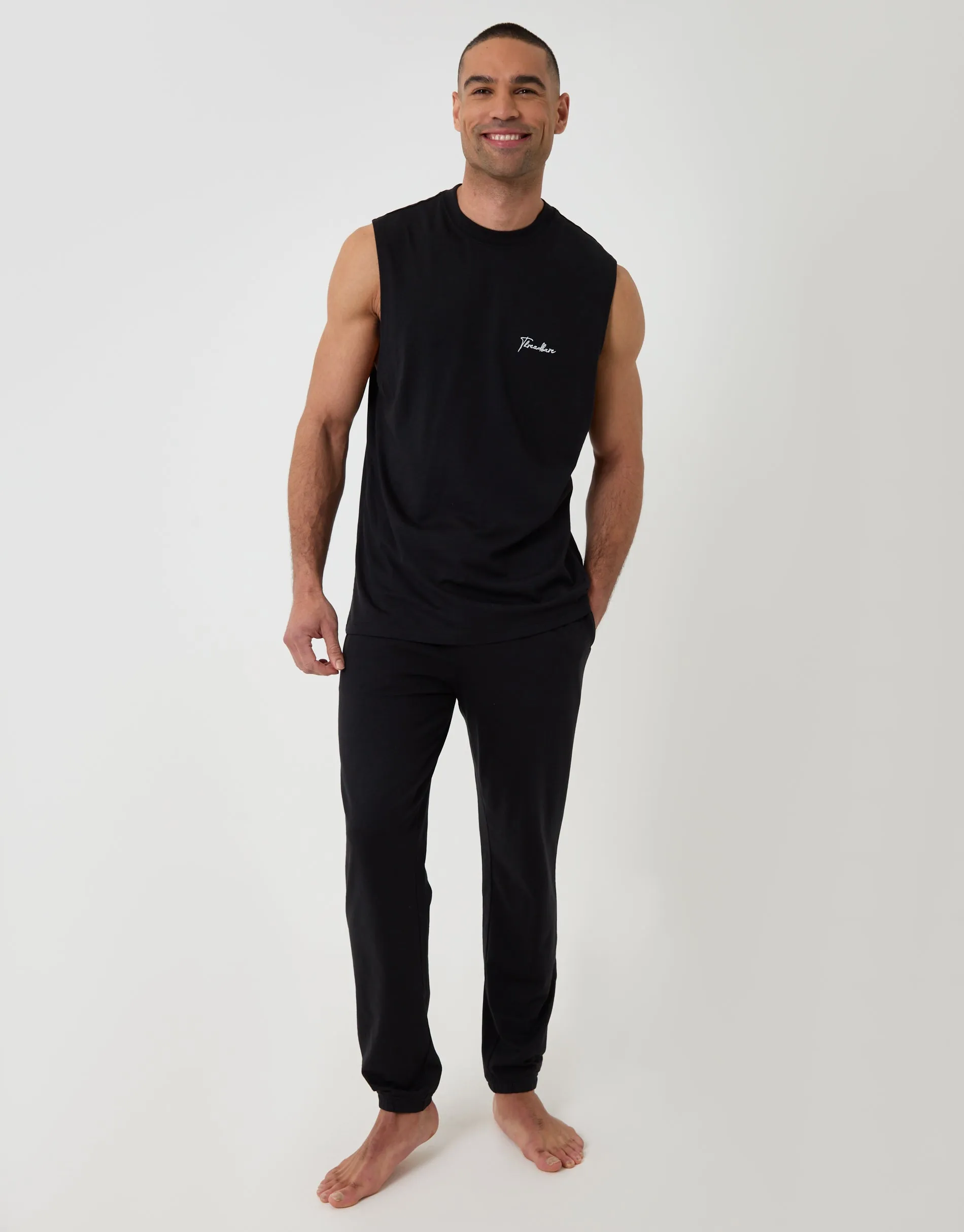 Black Relaxed Fit Sleeveless Lounge Set sold by Threadbare