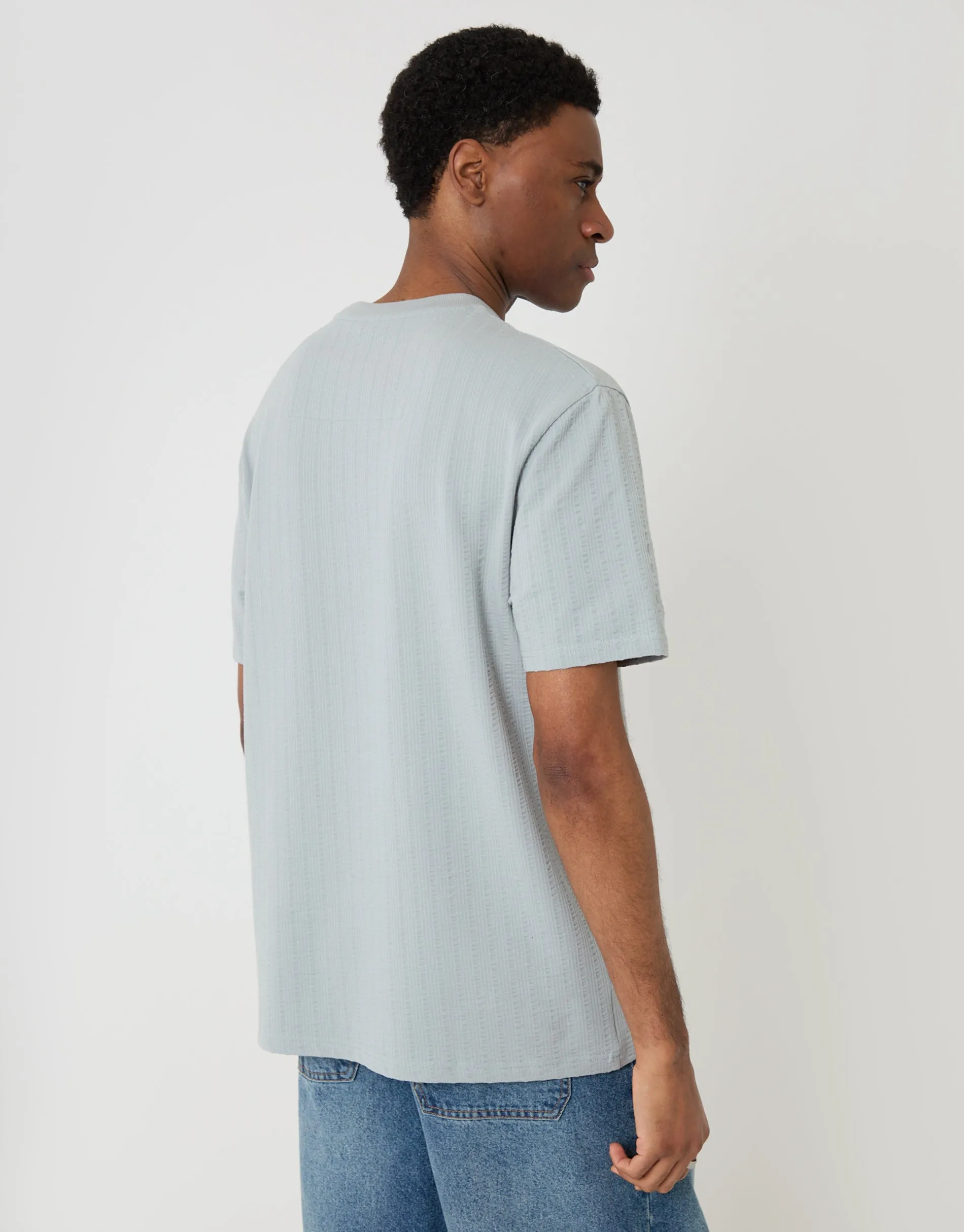 Grey Relaxed Fit Textured Crew Neck T-Shirt sold by Threadbare product image thumbnail 2
