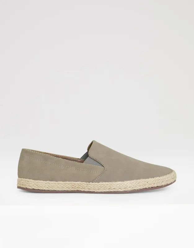 Biscuit Brown Faux Suede Slip On Espadrilles made by Threadbare