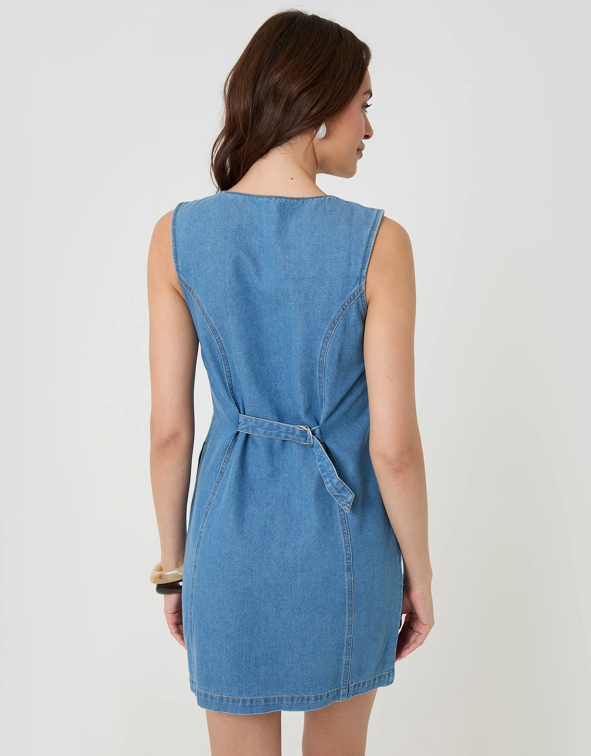 Mid Wash Waistcoat Denim Mini Dress sold by Threadbare product image thumbnail 2