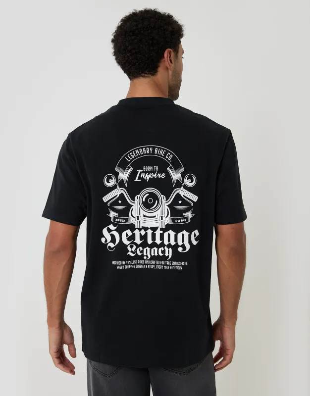 Black Relaxed Fit Inspire Peached Cotton T-Shirt made by Threadbare