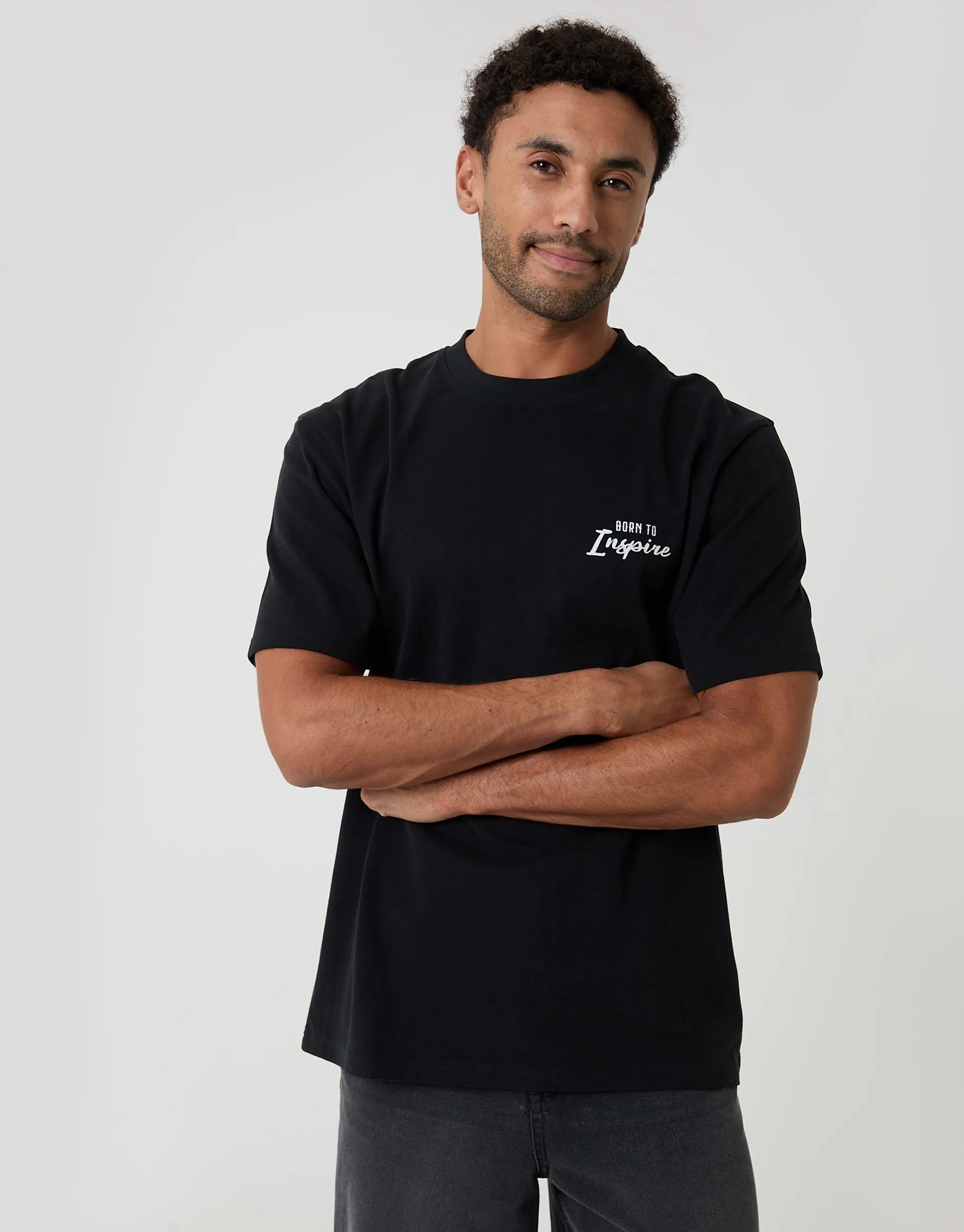 Black Relaxed Fit Inspire Peached Cotton T-Shirt sold by Threadbare product image thumbnail 4