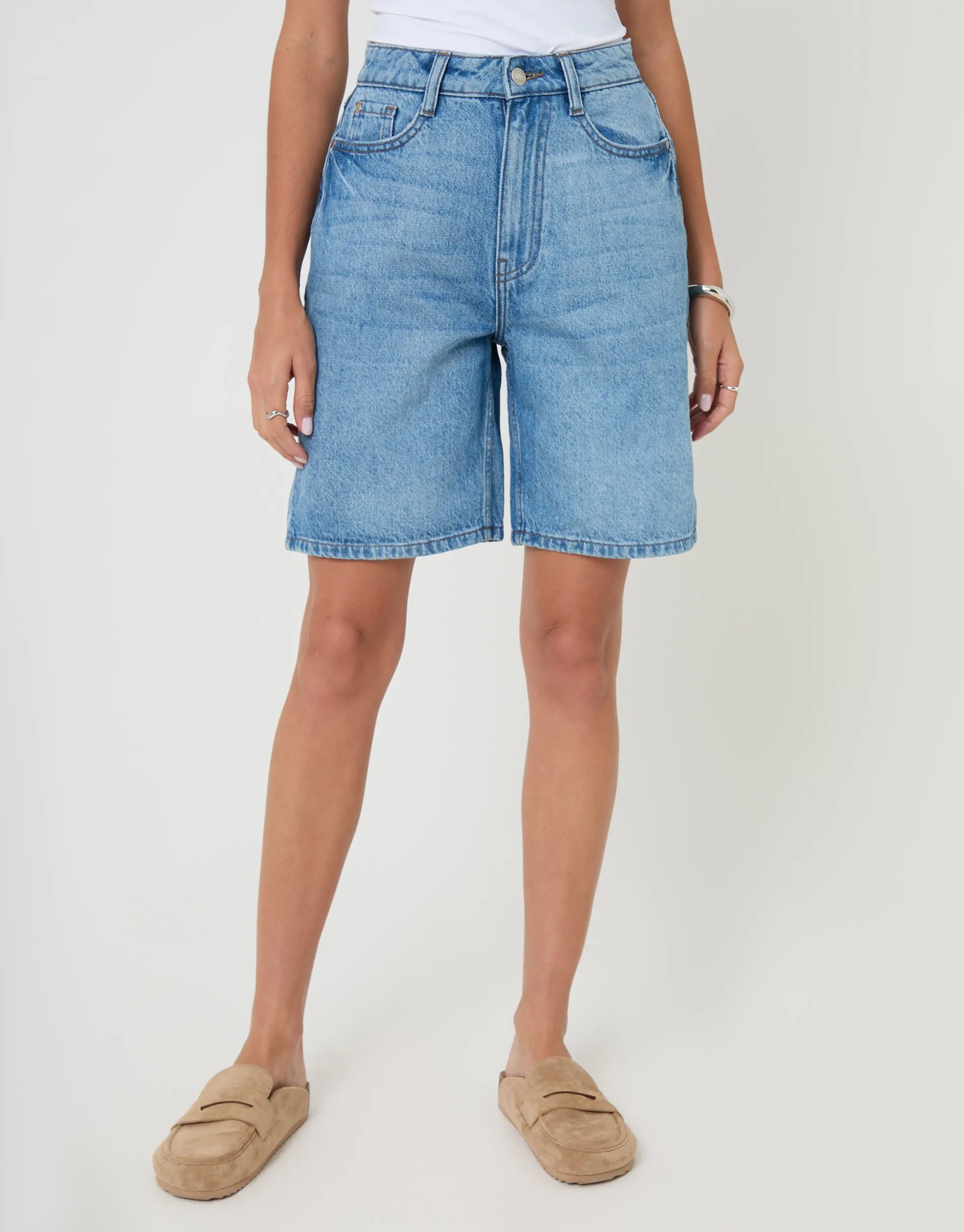 Mid Wash Denim Bermuda Shorts sold by Threadbare product image thumbnail 2