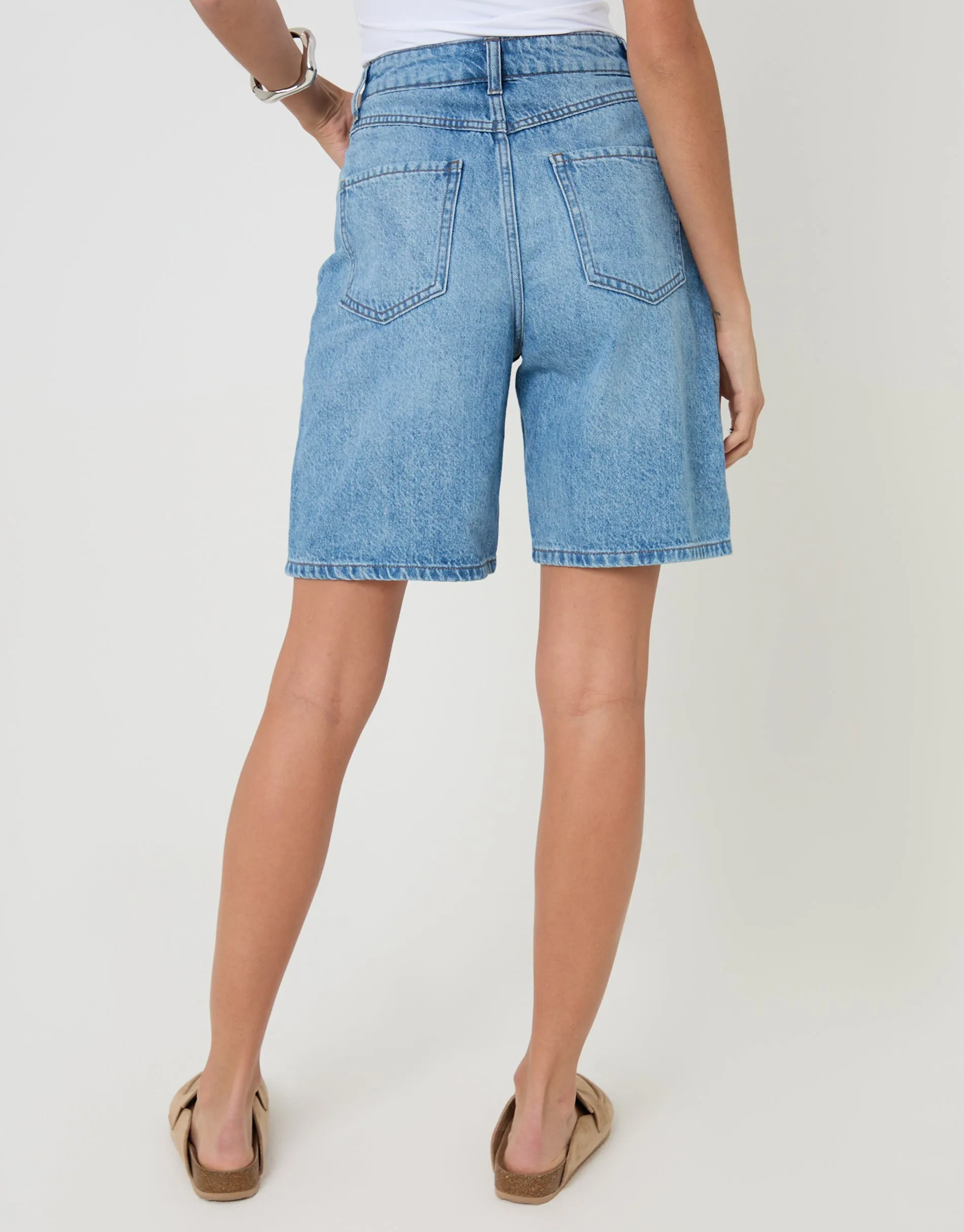 Mid Wash Denim Bermuda Shorts sold by Threadbare product image thumbnail 3
