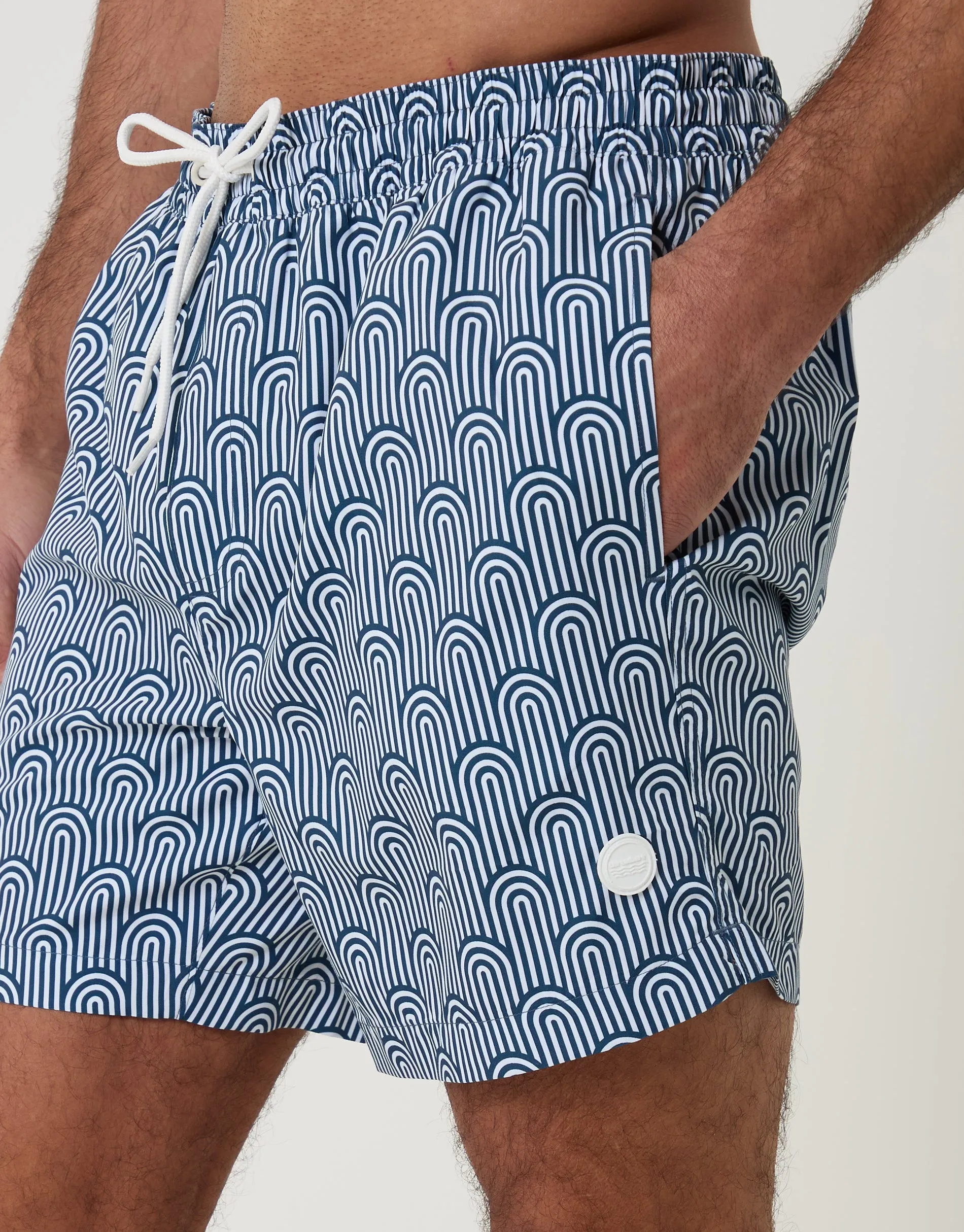 Geo Arch Print Quick Dry Swim Shorts in Blue sold by Threadbare product image thumbnail 4