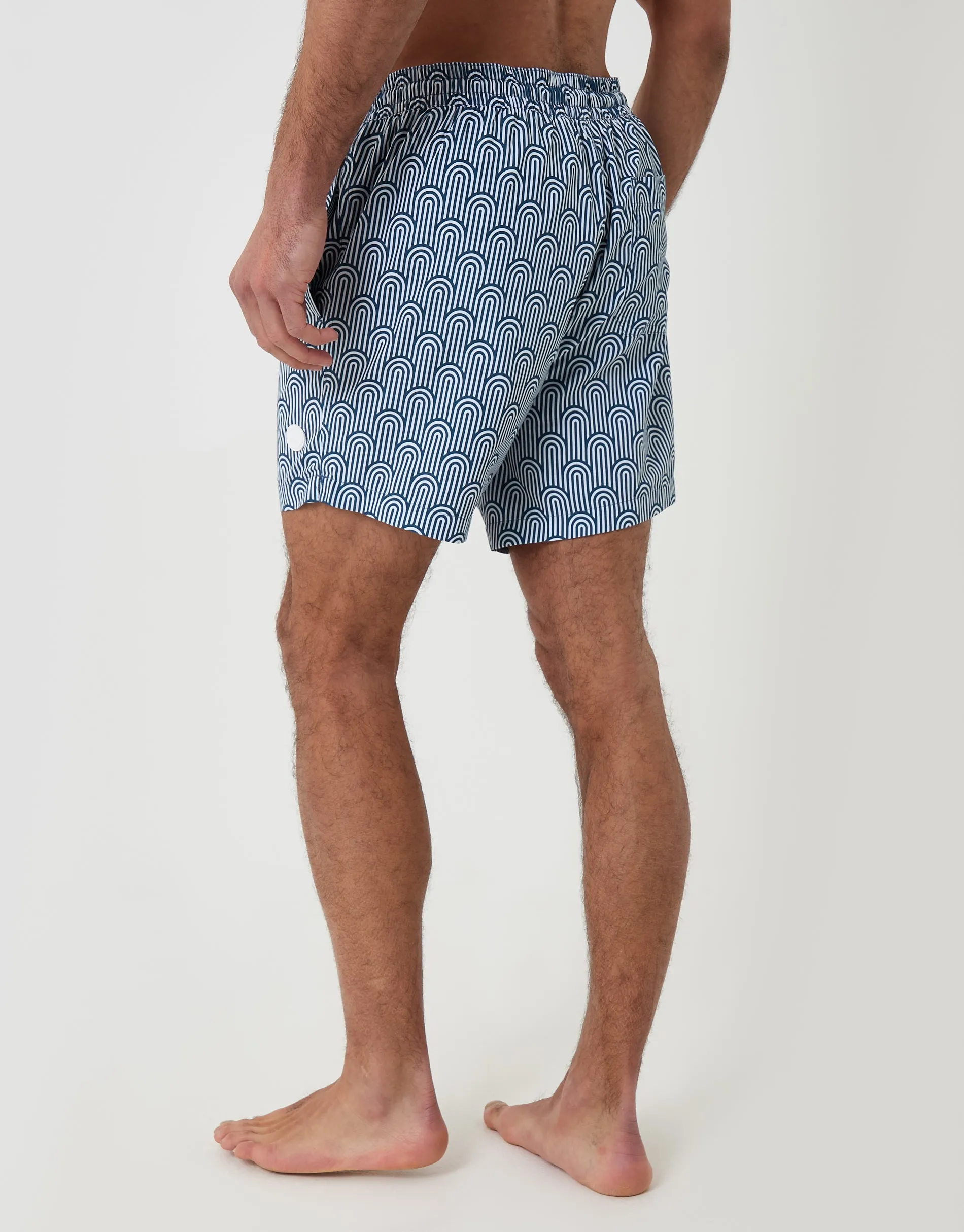 Geo Arch Print Quick Dry Swim Shorts in Blue sold by Threadbare product image thumbnail 2