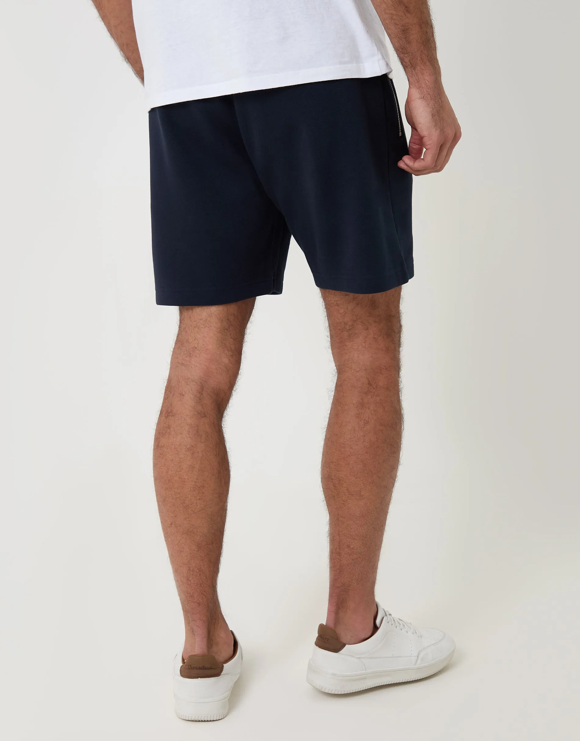 Pique Pleated Sweat Shorts in Navy sold by Threadbare product image thumbnail 4