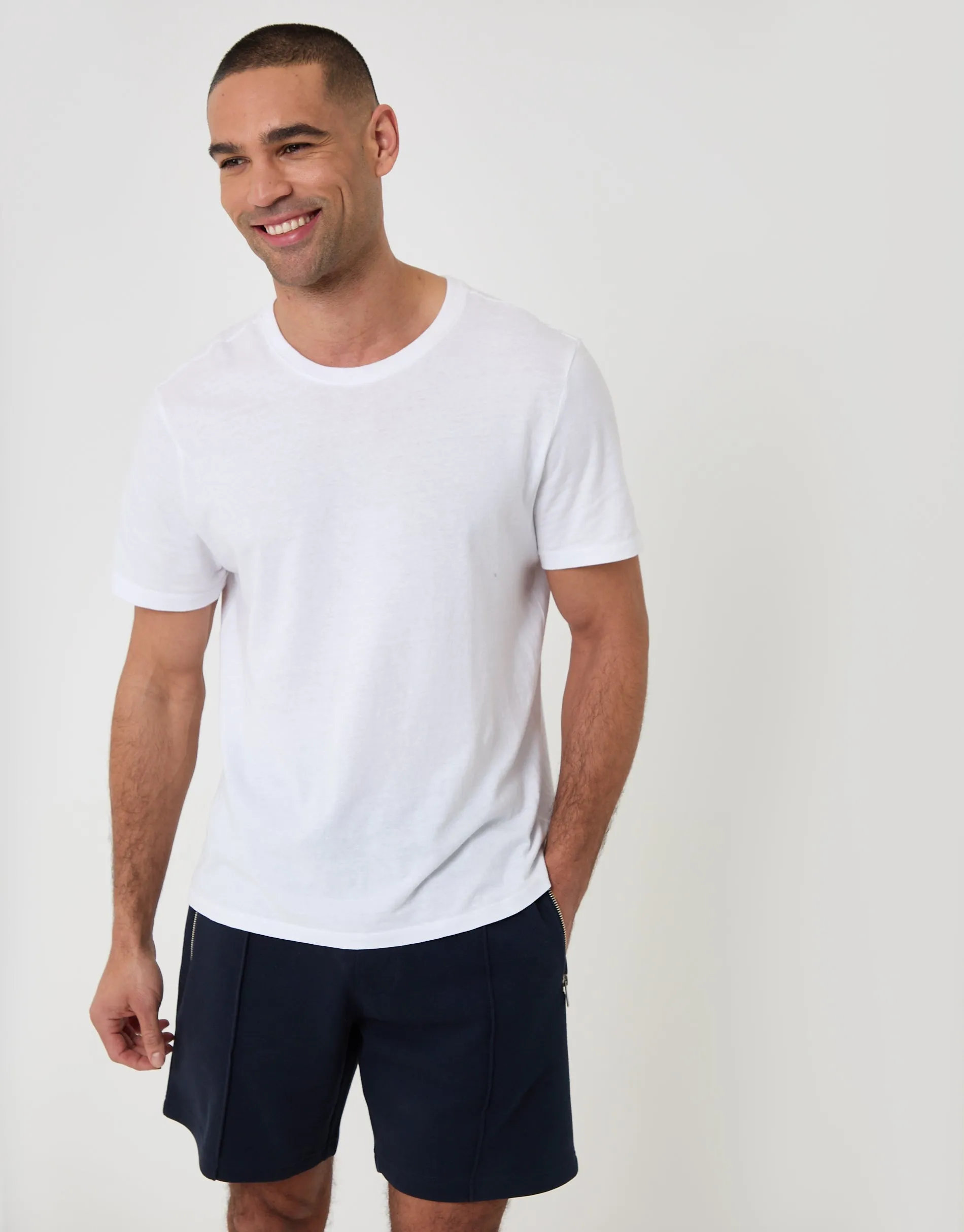 Pique Pleated Sweat Shorts in Navy sold by Threadbare