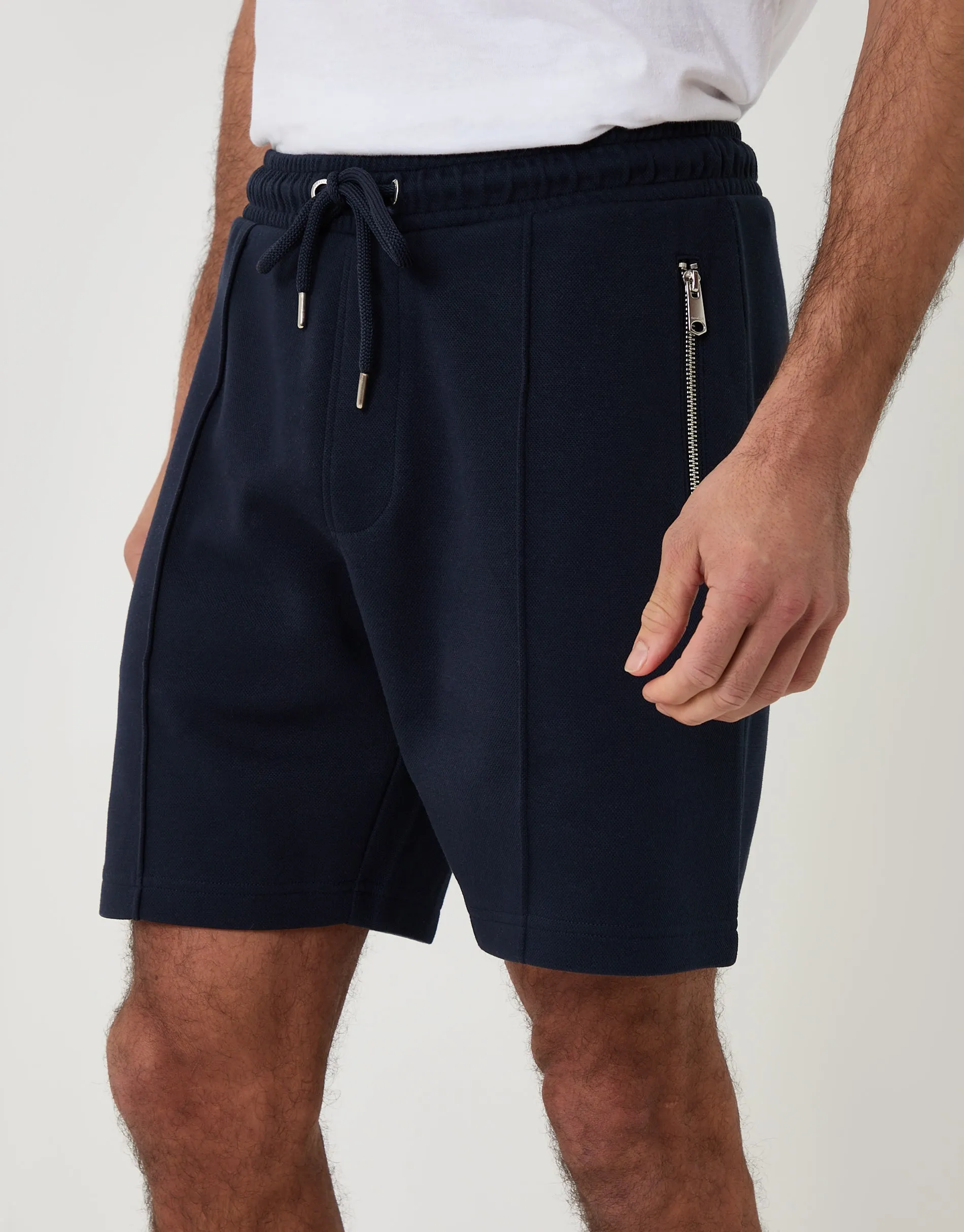 Pique Pleated Sweat Shorts in Navy sold by Threadbare product image thumbnail 2