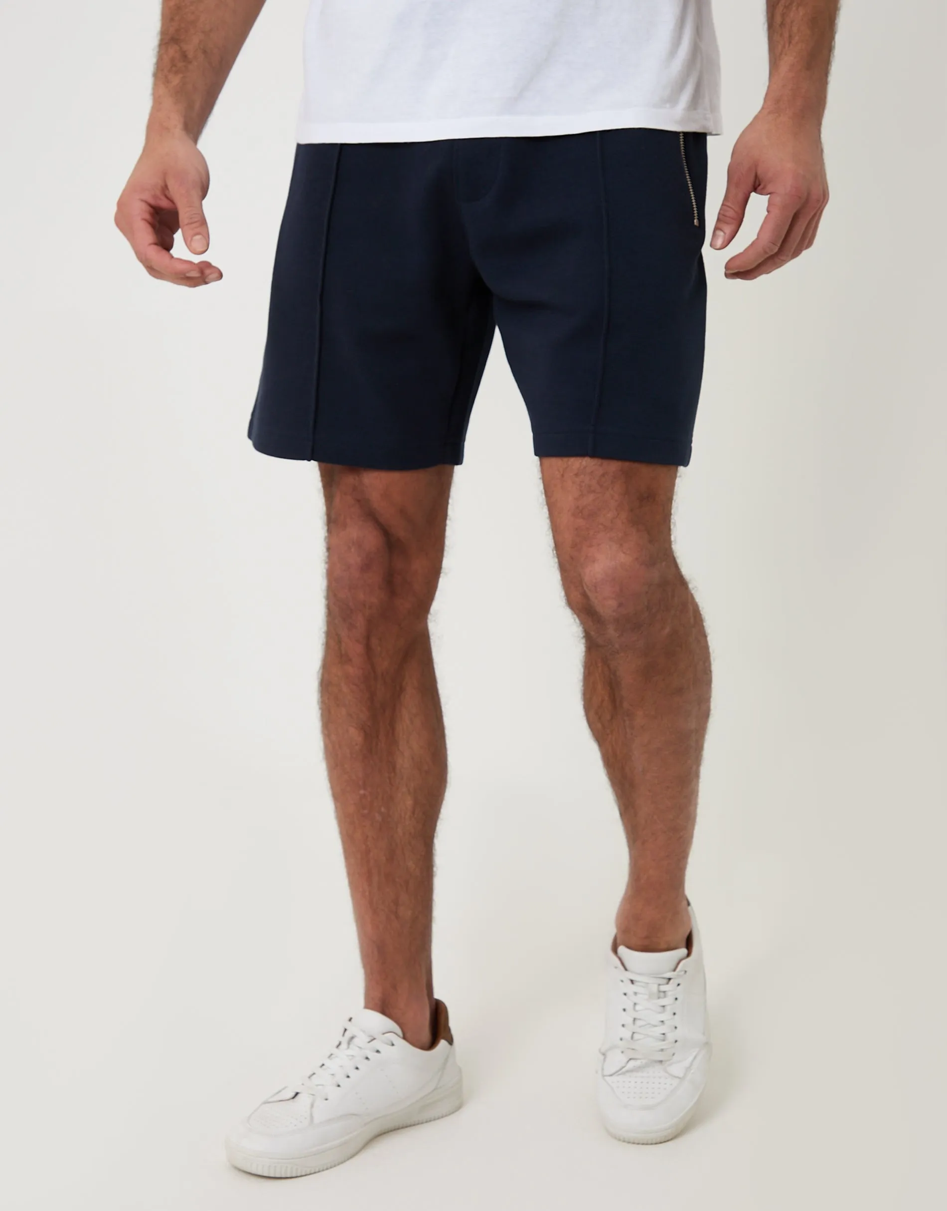 Pique Pleated Sweat Shorts in Navy sold by Threadbare product image thumbnail 3