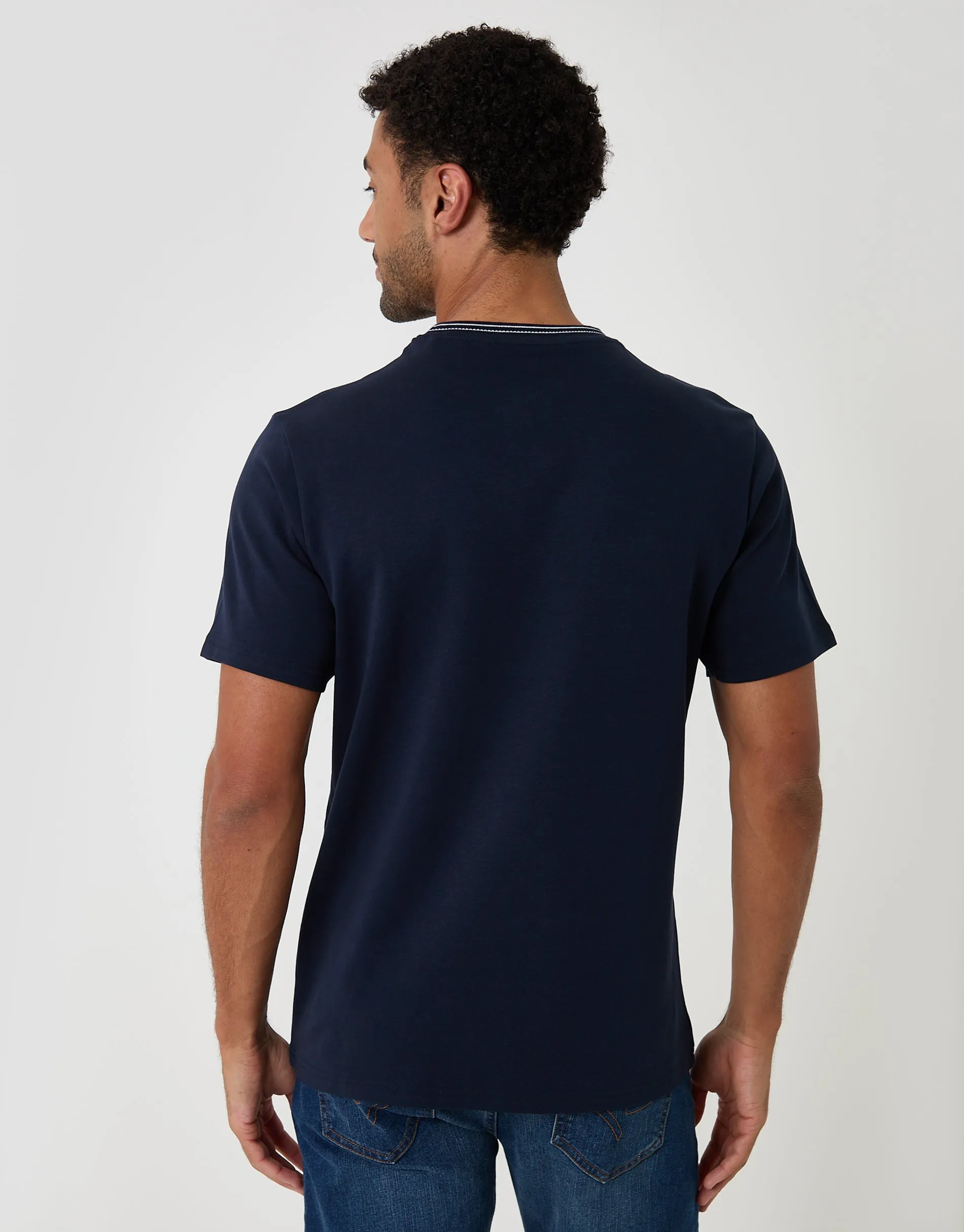 Cotton Crew Neck Script T-Shirt in Navy sold by Threadbare product image thumbnail 2