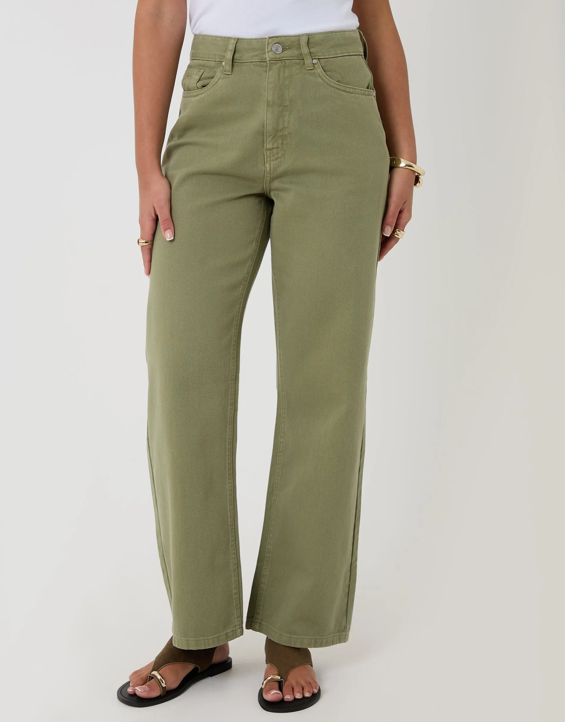 Straight Leg Jeans in Sage Green sold by Threadbare product image thumbnail 2