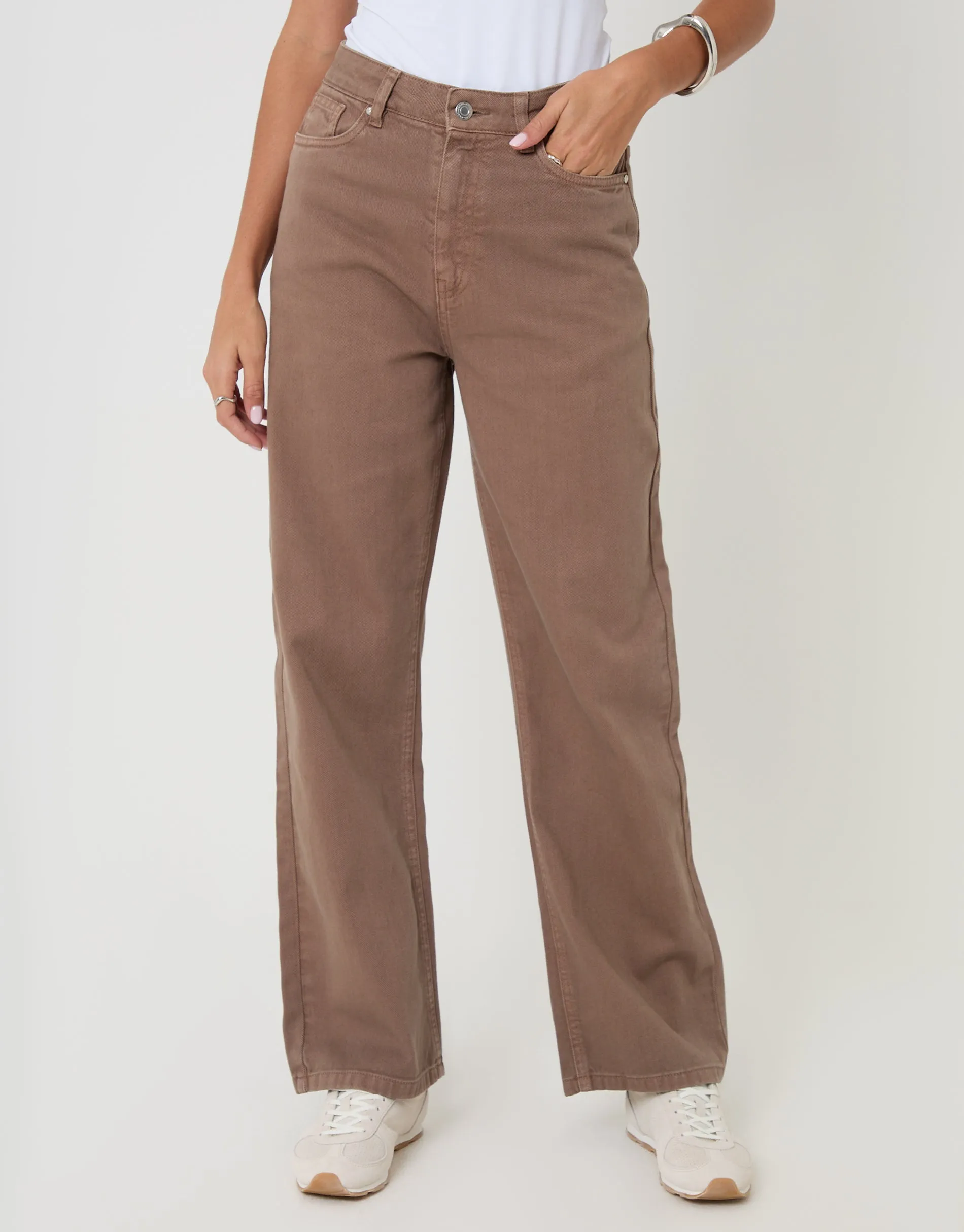 Petite Straight Leg Jeans in Mocha Brown sold by Threadbare product image thumbnail 2
